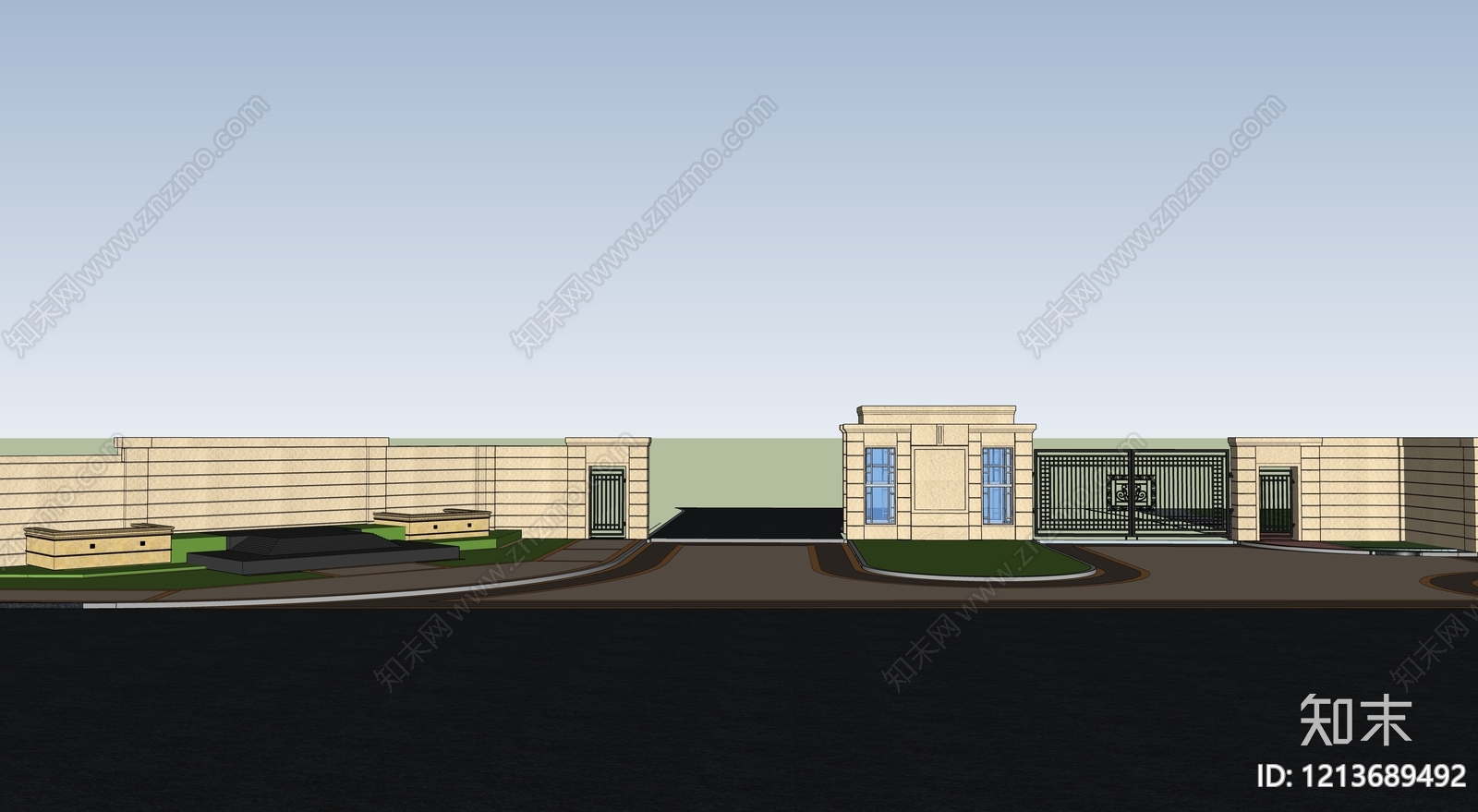 欧式入口大门SU模型下载【ID:1213689492】