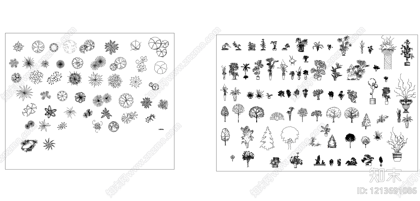现代简约绿植cad施工图下载【ID:1213691086】
