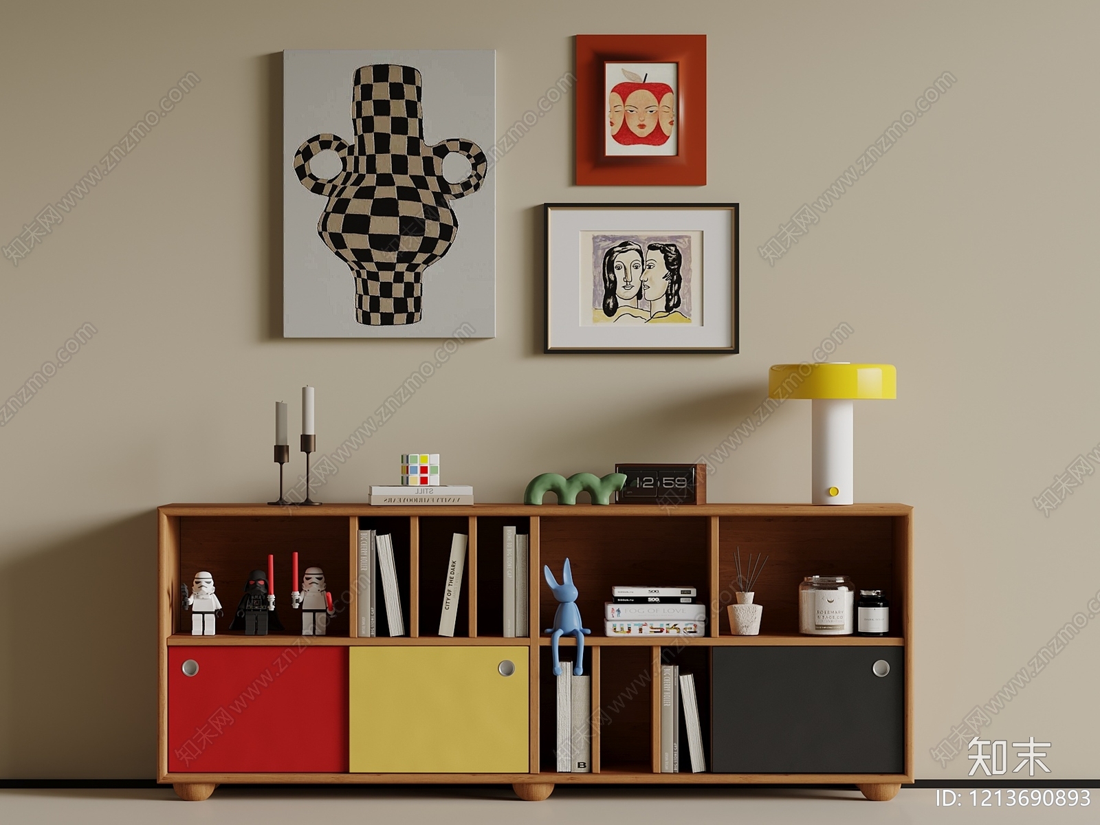 北欧书柜3D模型下载【ID:1213690893】