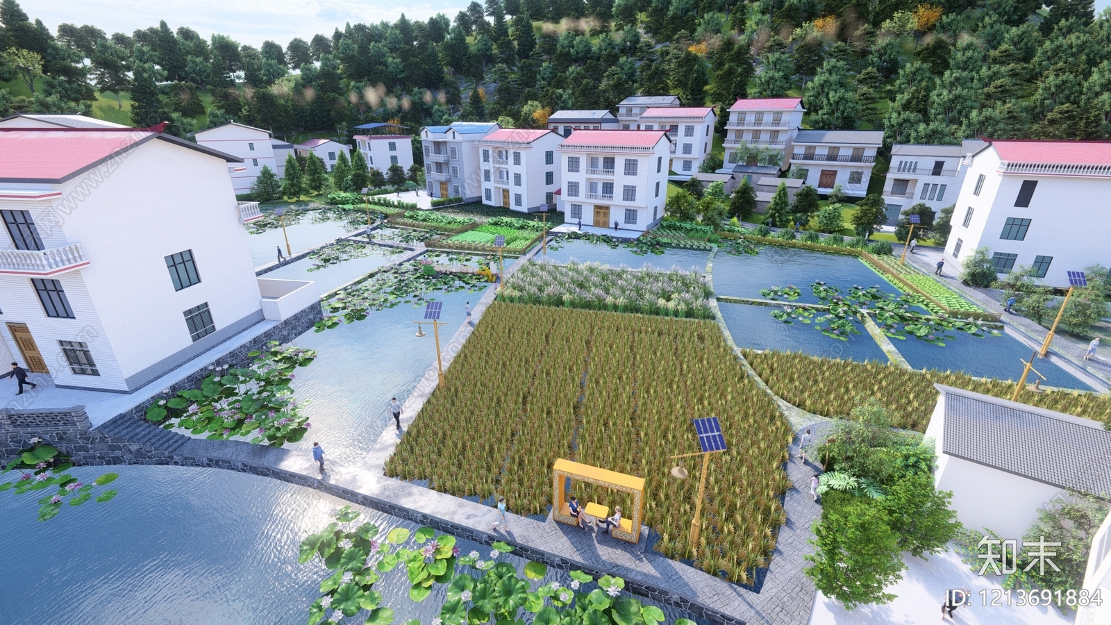 新中式景观农业景观SU模型下载【ID:1213691884】
