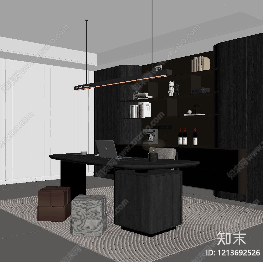 现代极简书房SU模型下载【ID:1213692526】
