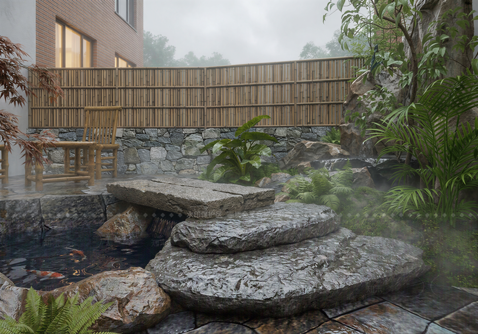 日式禅意屋顶花园SU模型下载【ID:1213693854】