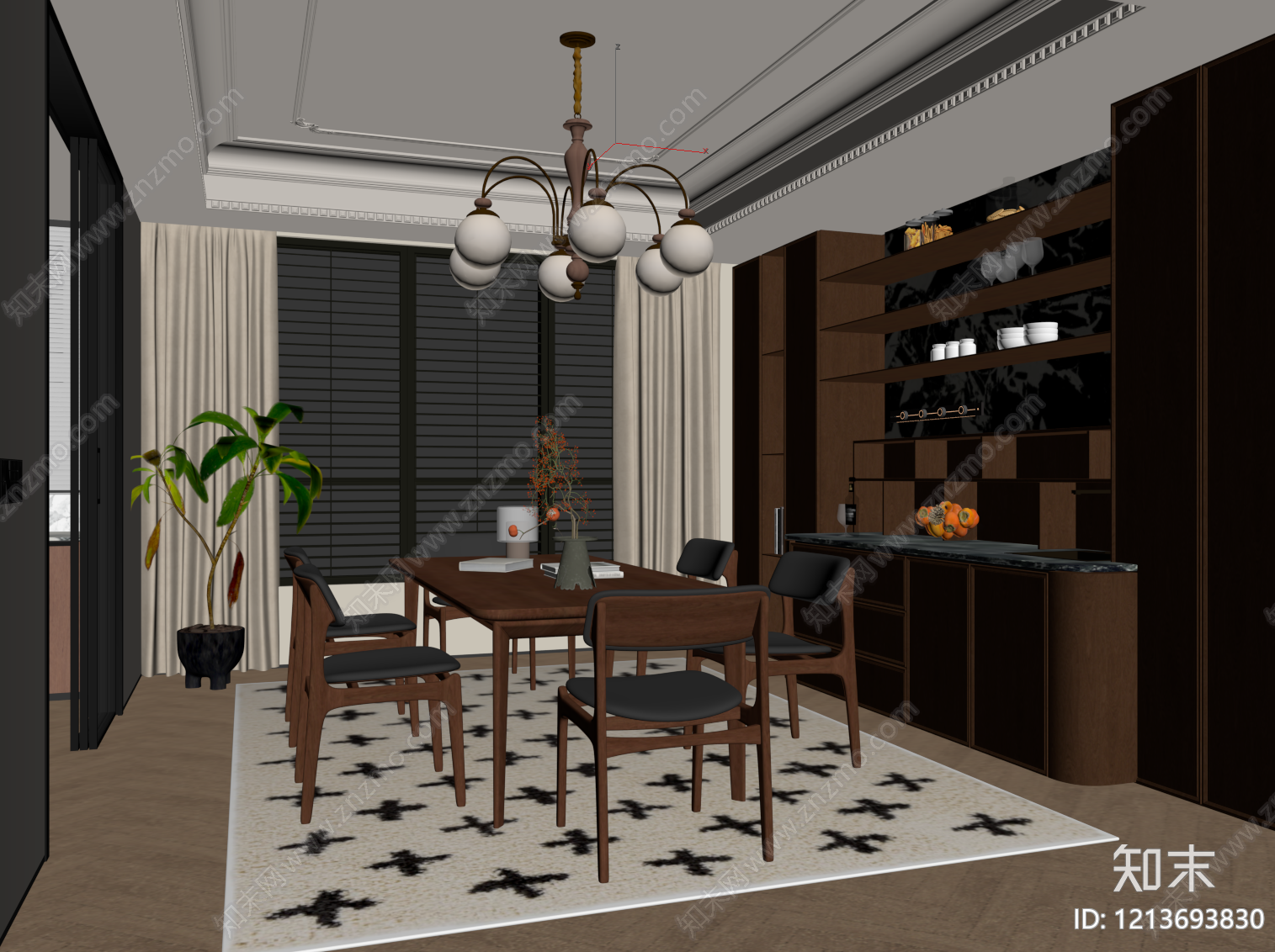XX家居餐厅SU模型下载【ID:1213693830】