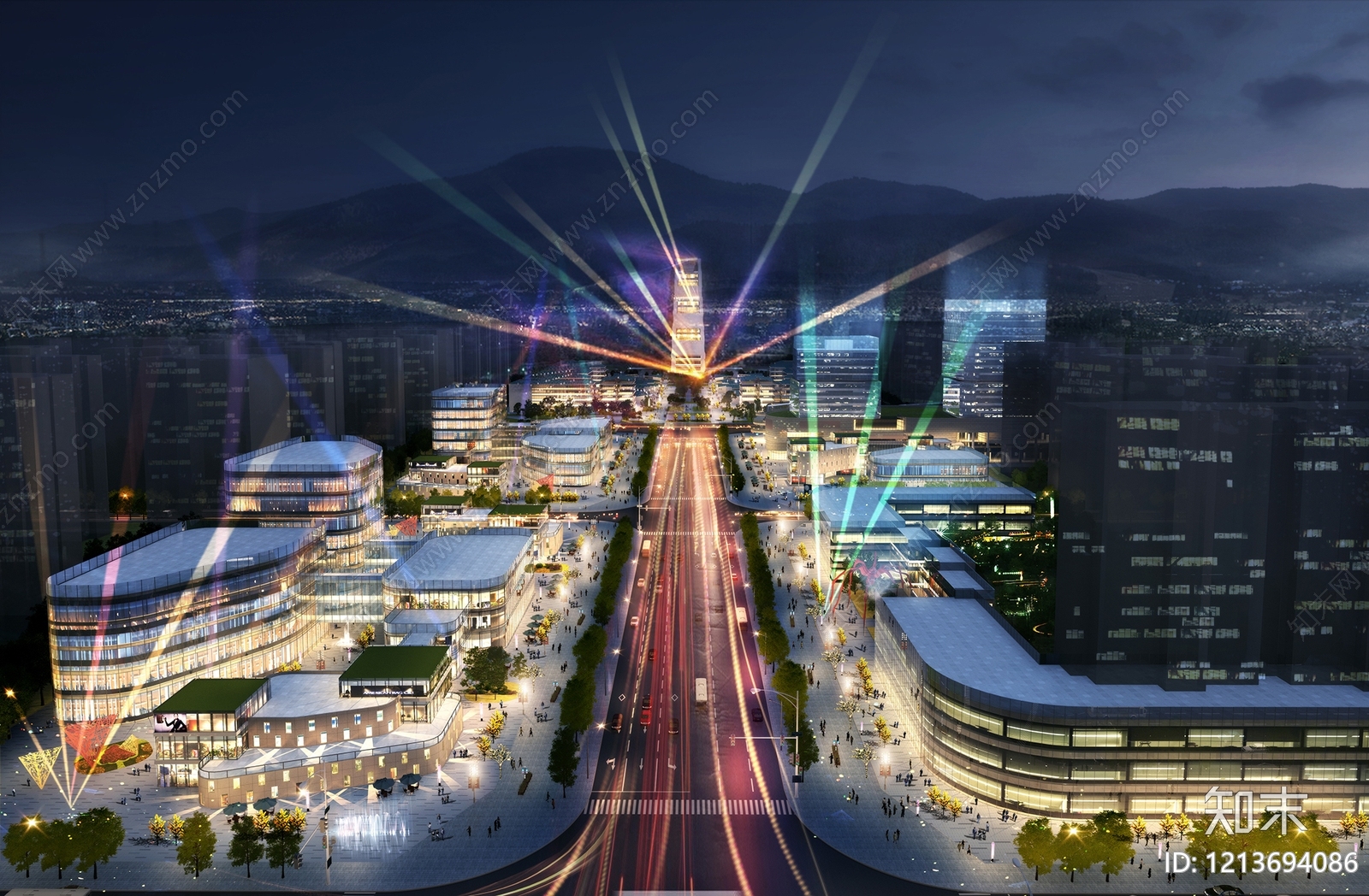 现代商业综合体商业街3D模型下载【ID:1213694086】