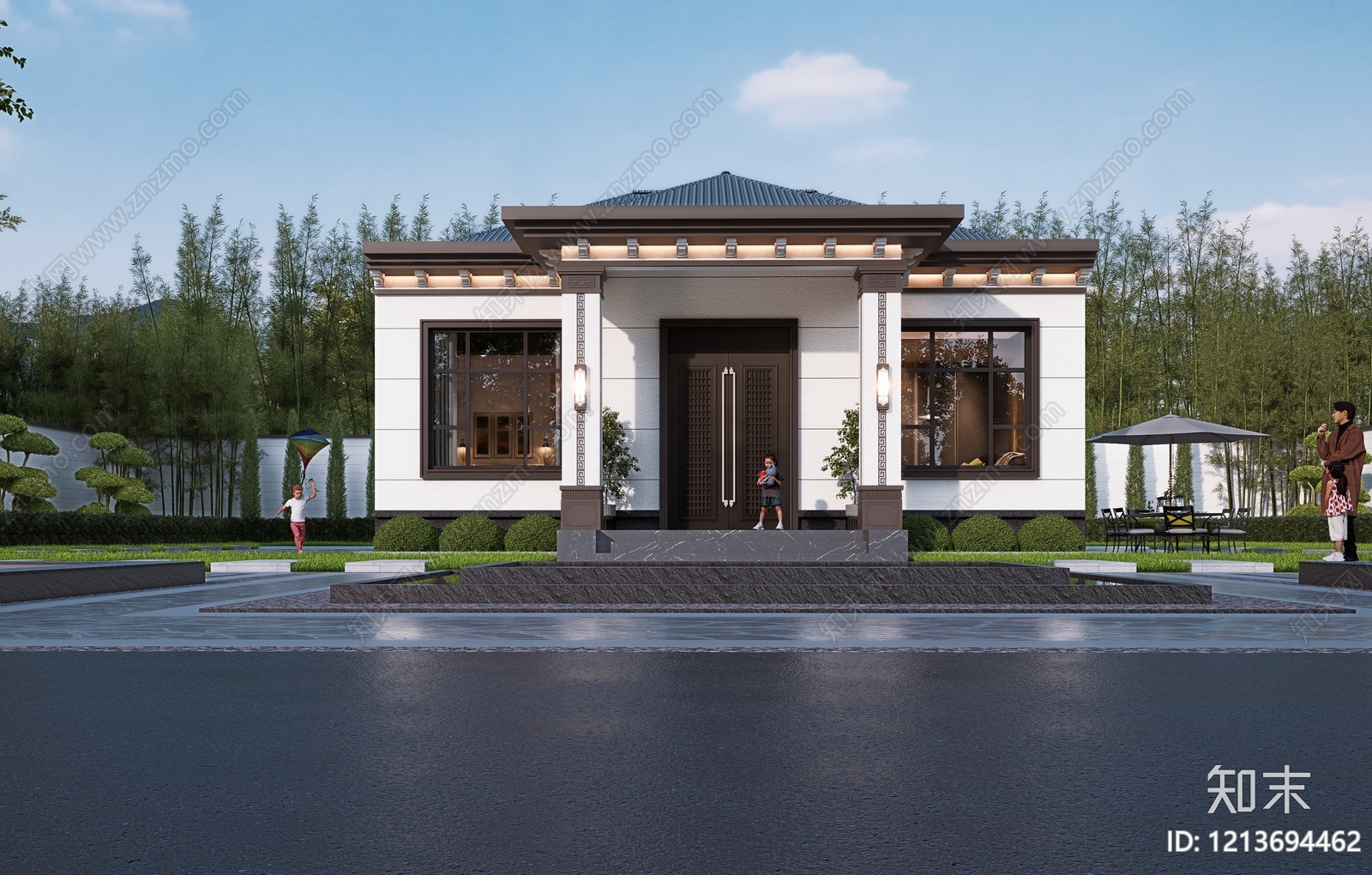 新中式乡村民房SU模型下载【ID:1213694462】