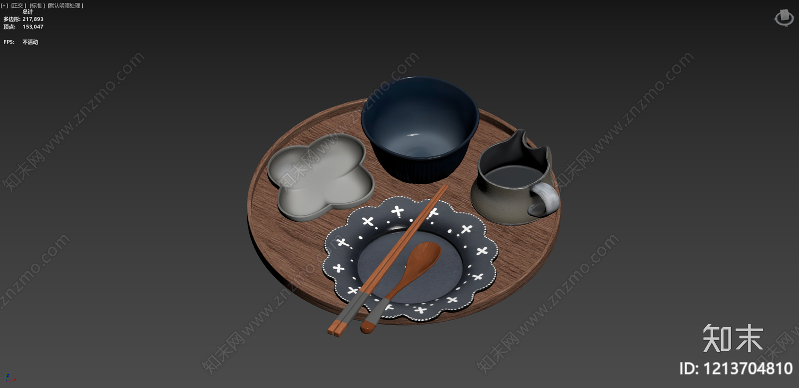 日式餐具3D模型下载【ID:1213704810】