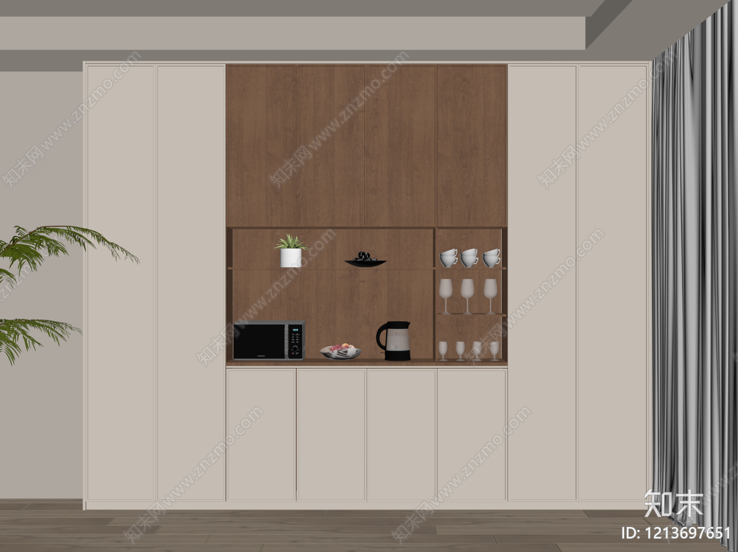 奶油风酒柜SU模型下载【ID:1213697651】