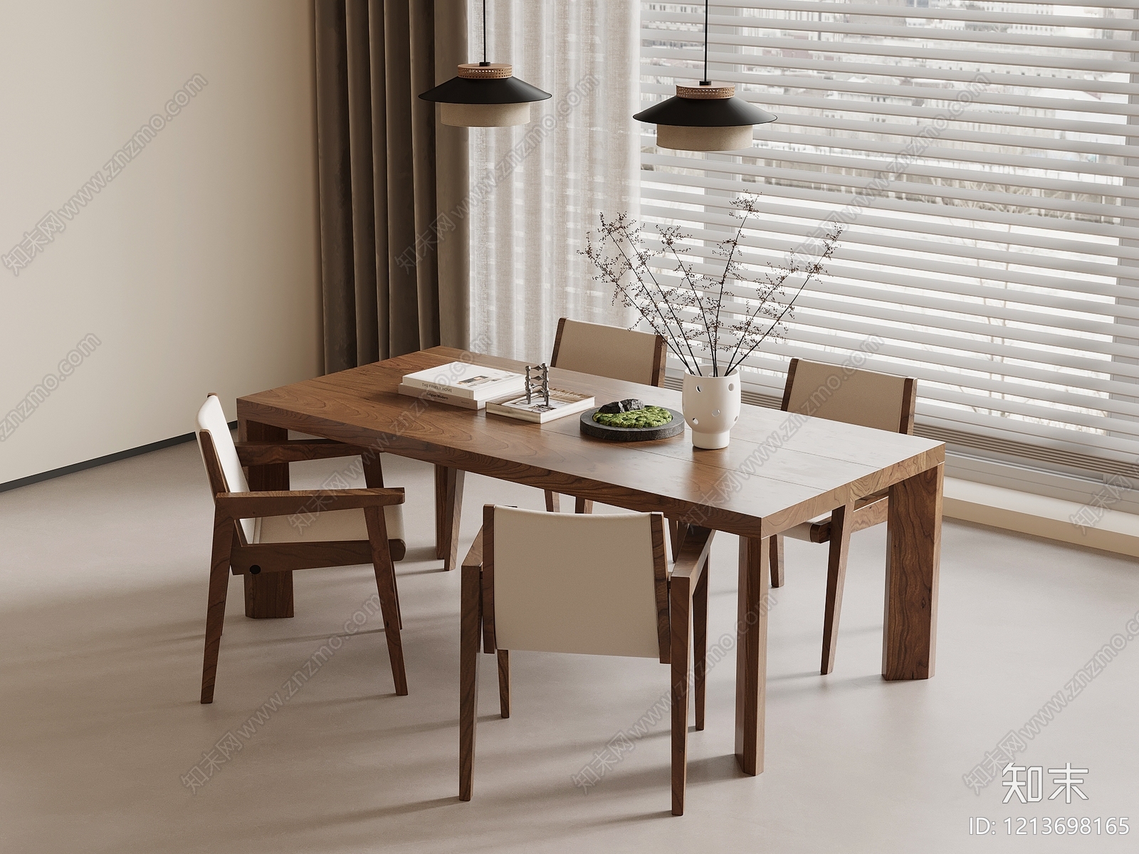 原木风餐桌SU模型下载【ID:1213698165】