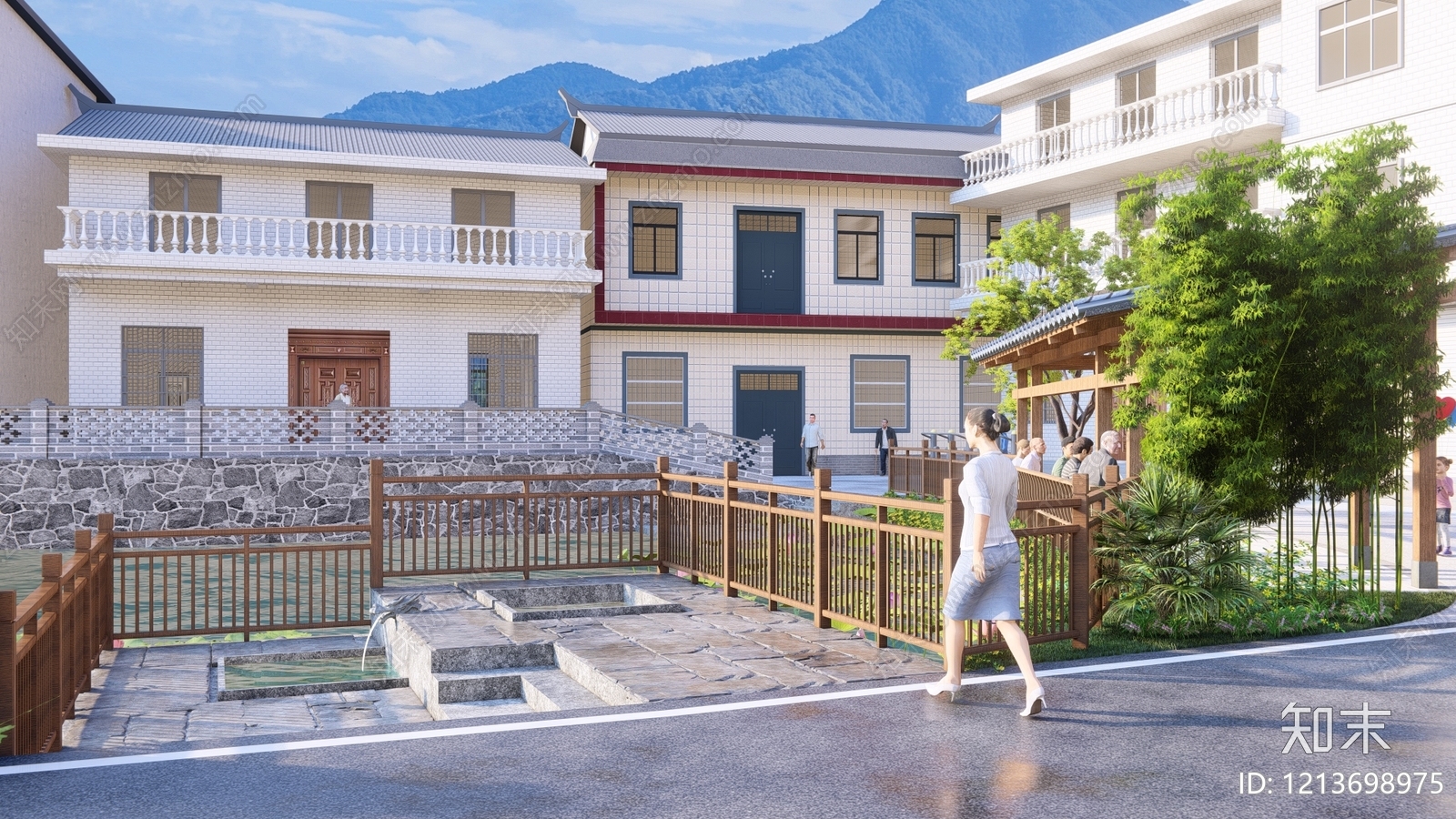 新中式乡村民房SU模型下载【ID:1213698975】