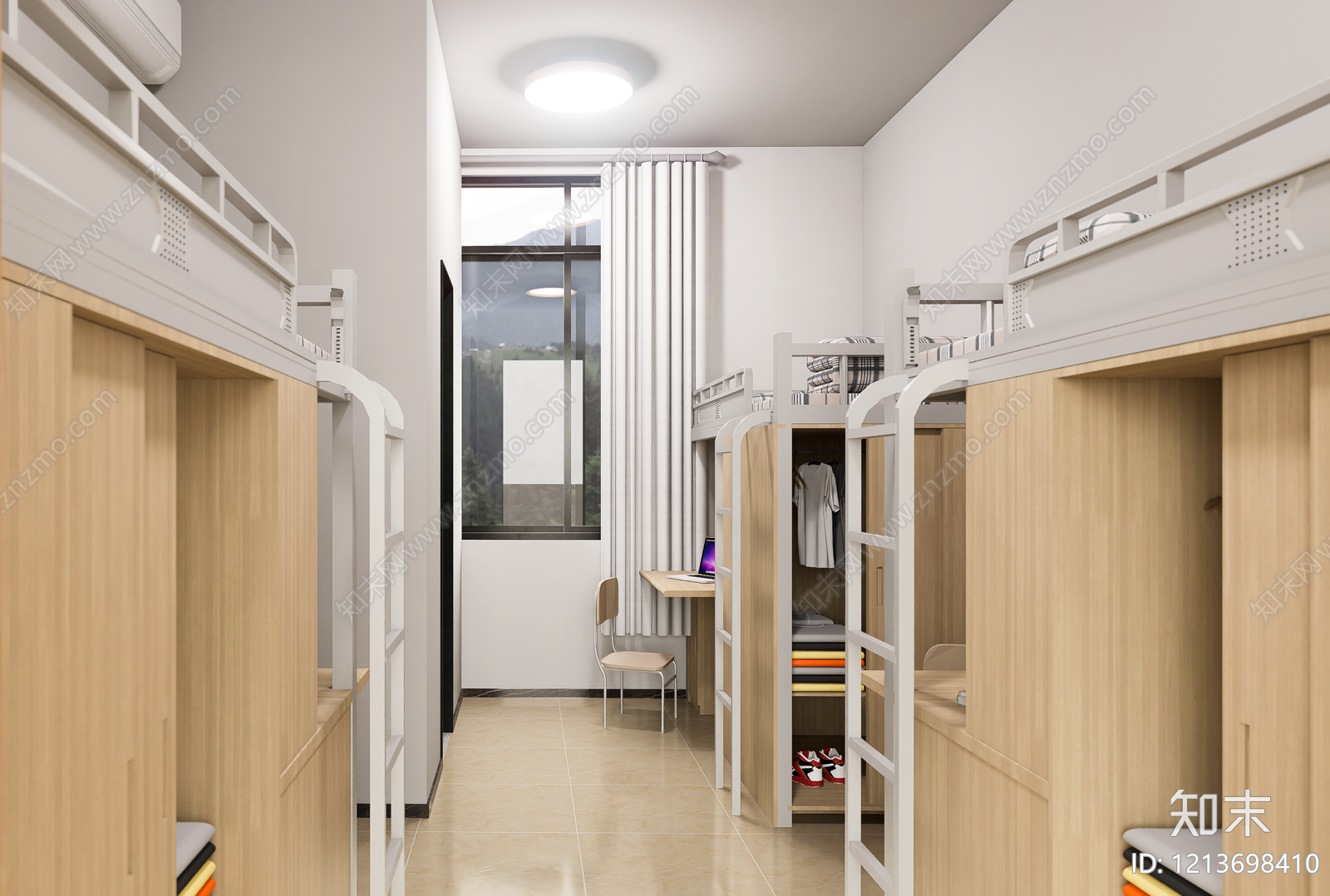 现代简约学生宿舍SU模型下载【ID:1213698410】