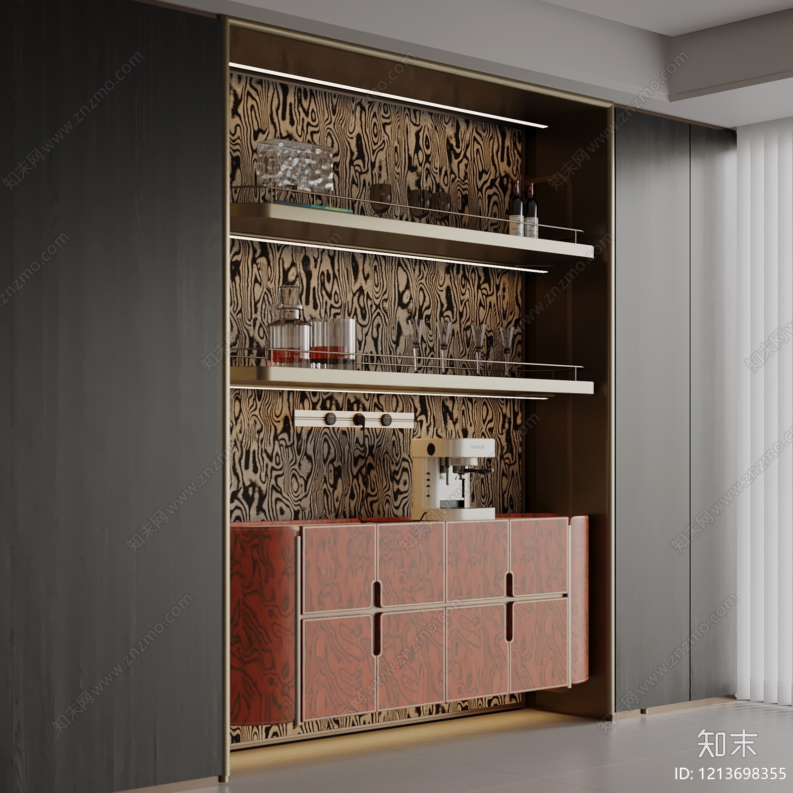意式轻奢酒柜3D模型下载【ID:1213698355】