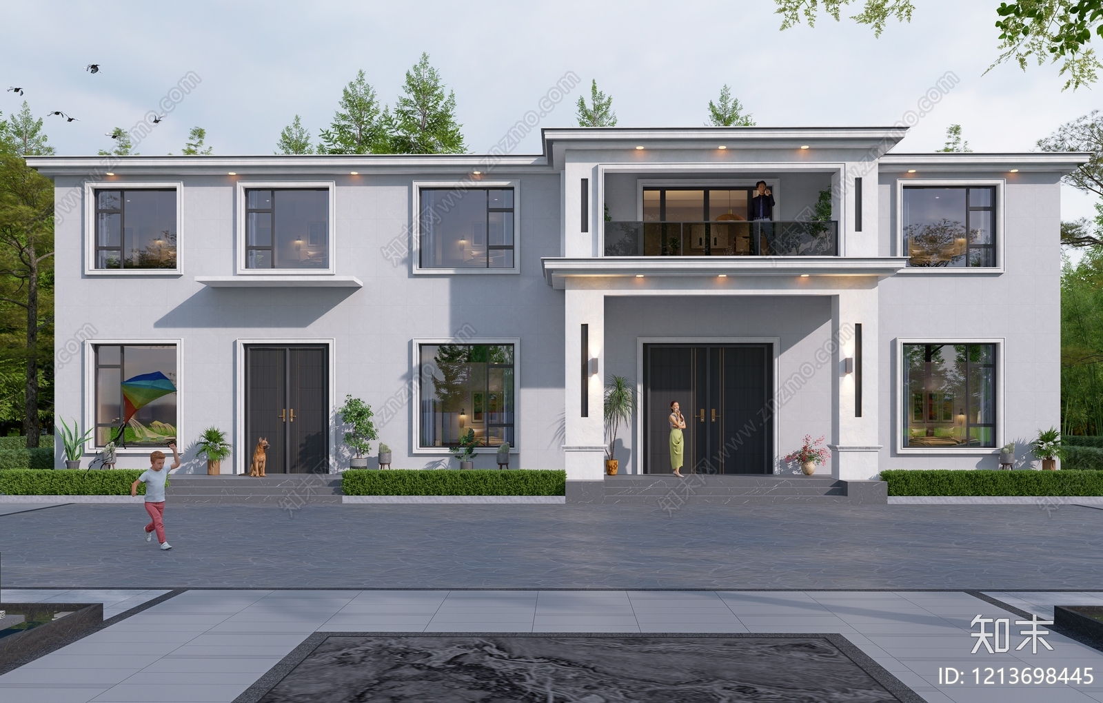 现代简约乡村民房SU模型下载【ID:1213698445】