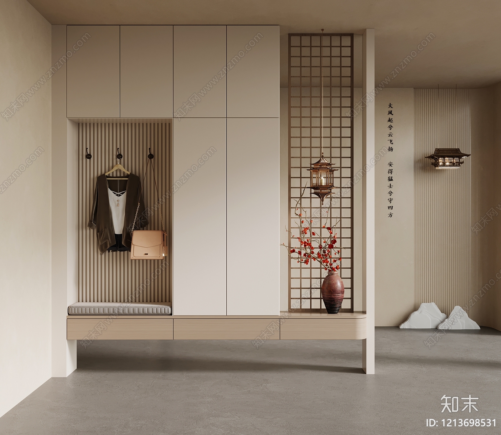 新中式鞋柜3D模型下载【ID:1213698531】