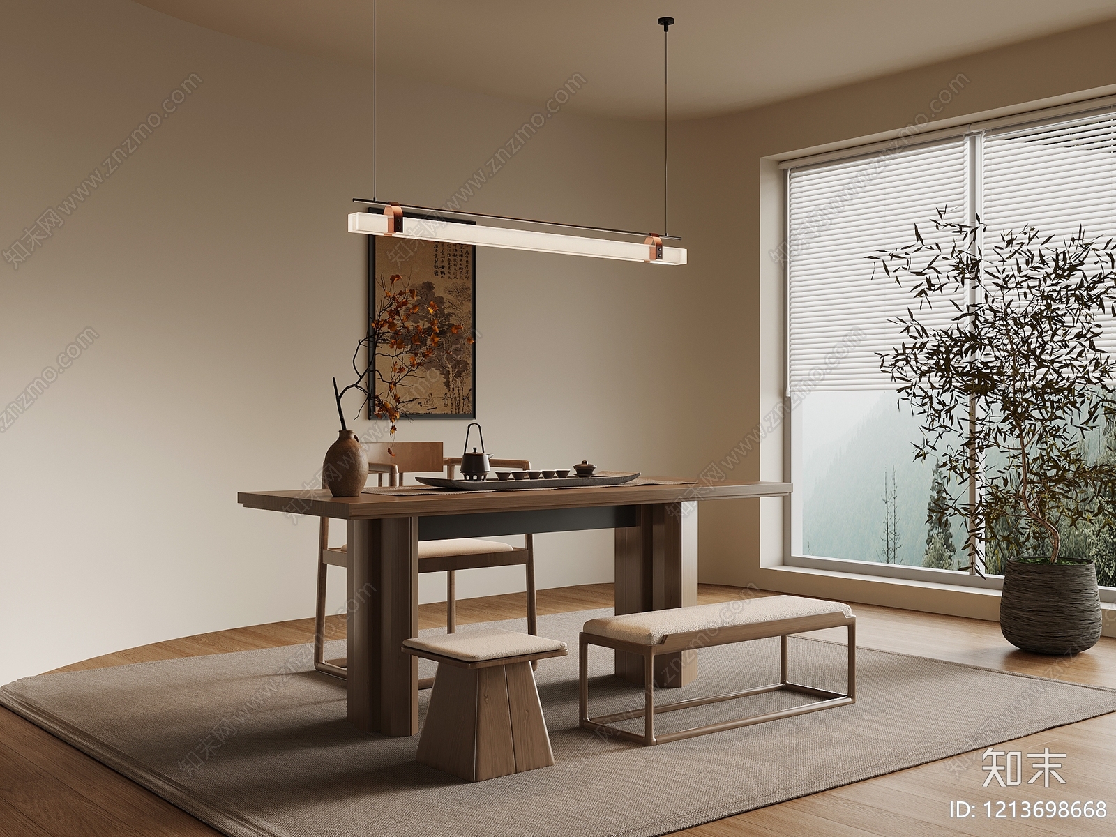 新中式茶桌椅3D模型下载【ID:1213698668】