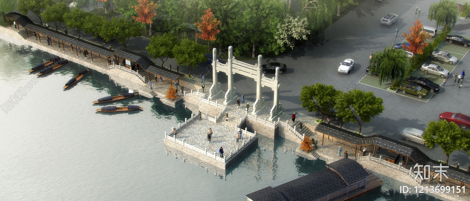 新中式滨水景观3D模型下载【ID:1213699151】