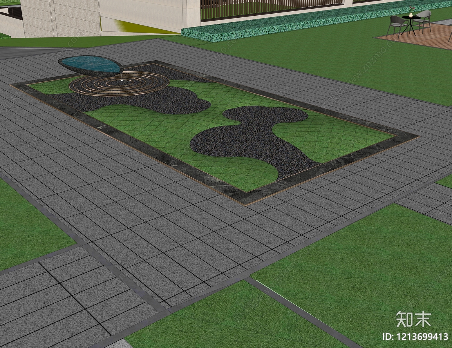 新中式景观喷泉SU模型下载【ID:1213699413】