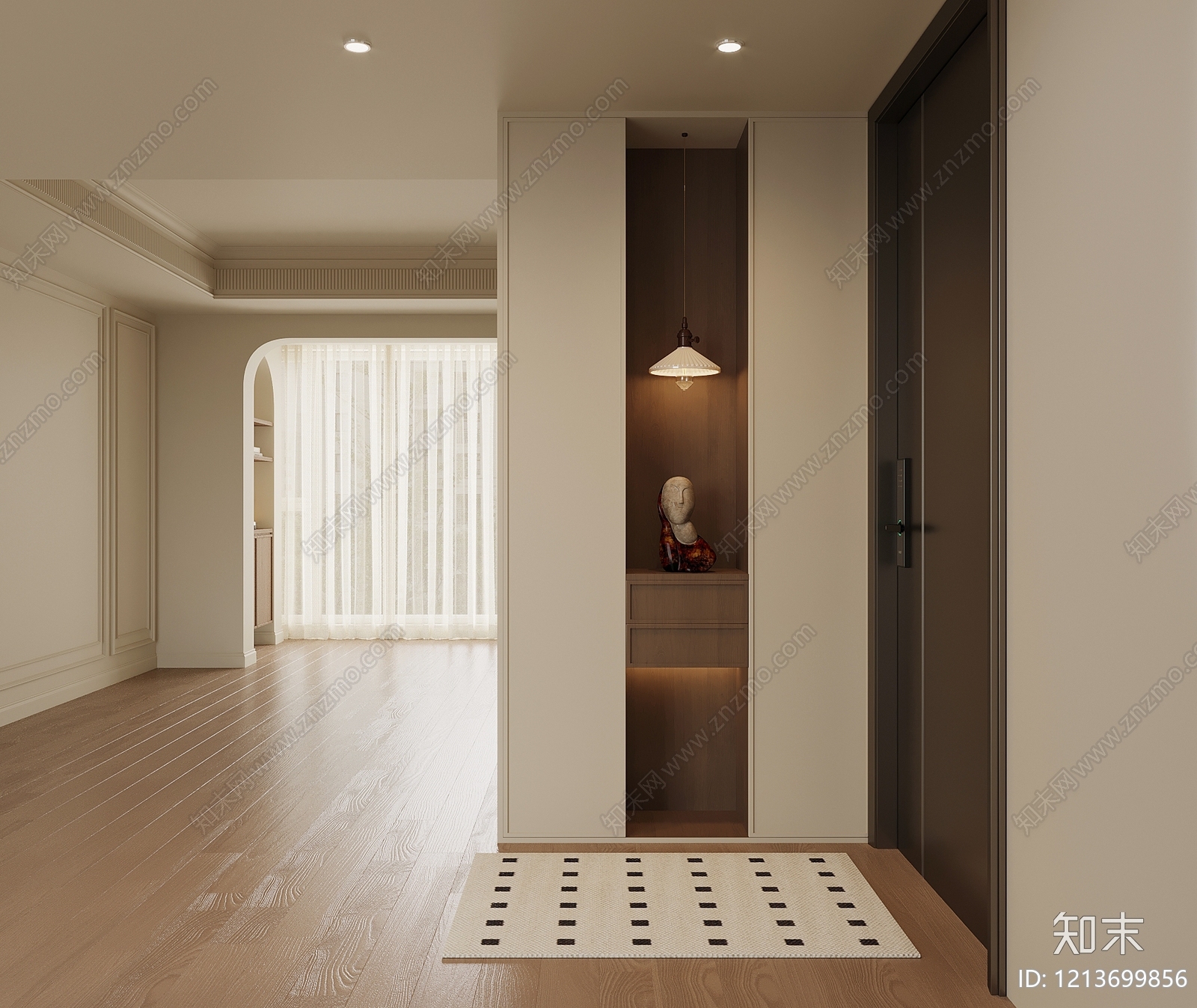 奶油风鞋柜3D模型下载【ID:1213699856】