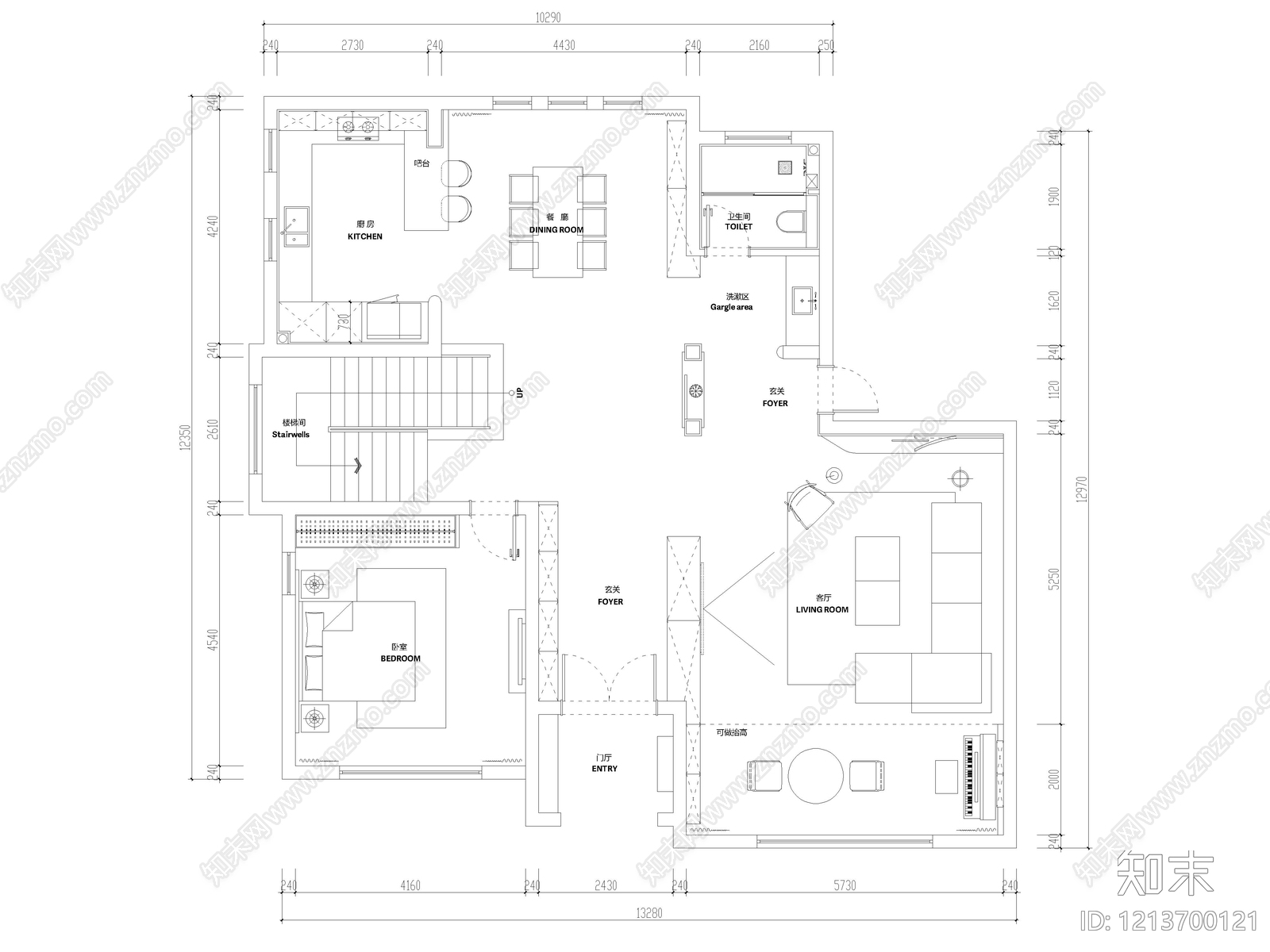 5套奶油风家装住宅大平层样板房CAD施工图效果图cad施工图下载【ID:1213700121】