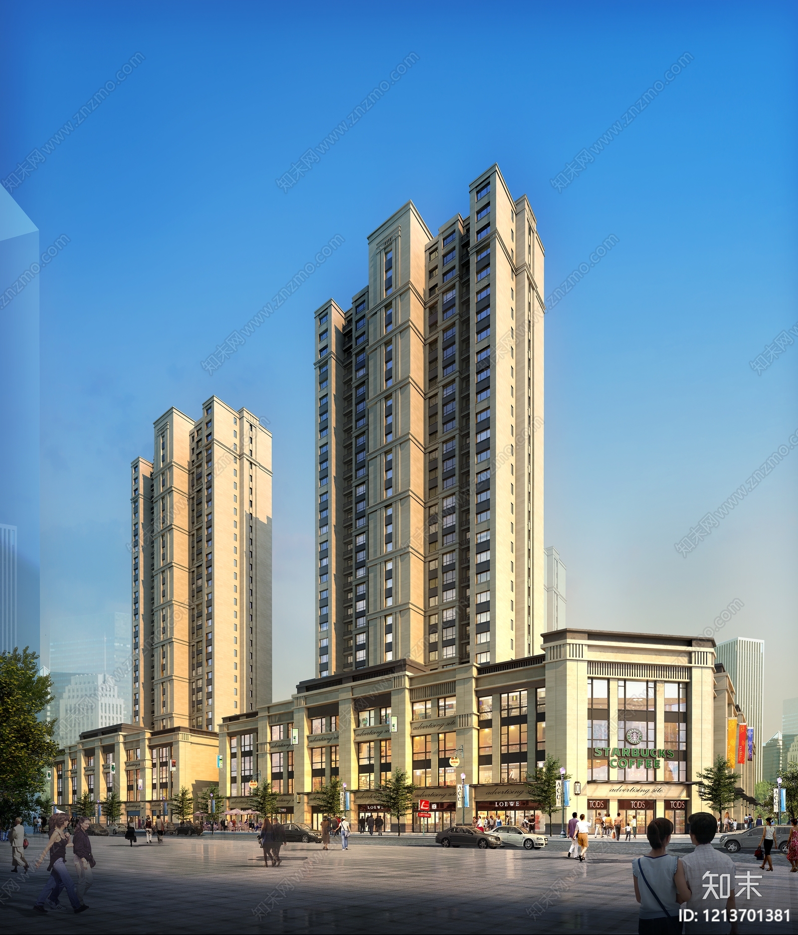 新古典主义小高层住宅楼3D模型下载【ID:1213701381】