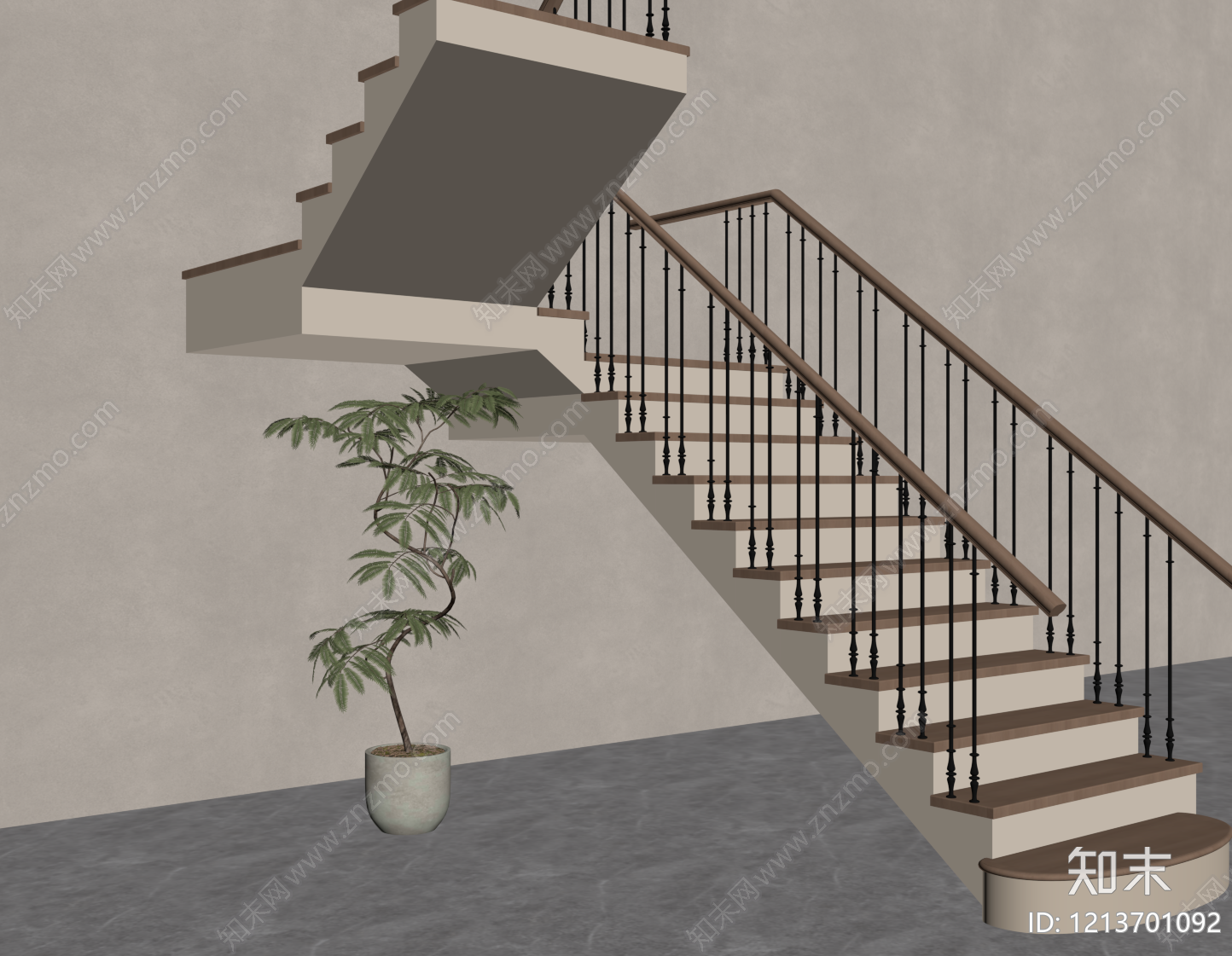 现代楼梯SU模型下载【ID:1213701092】