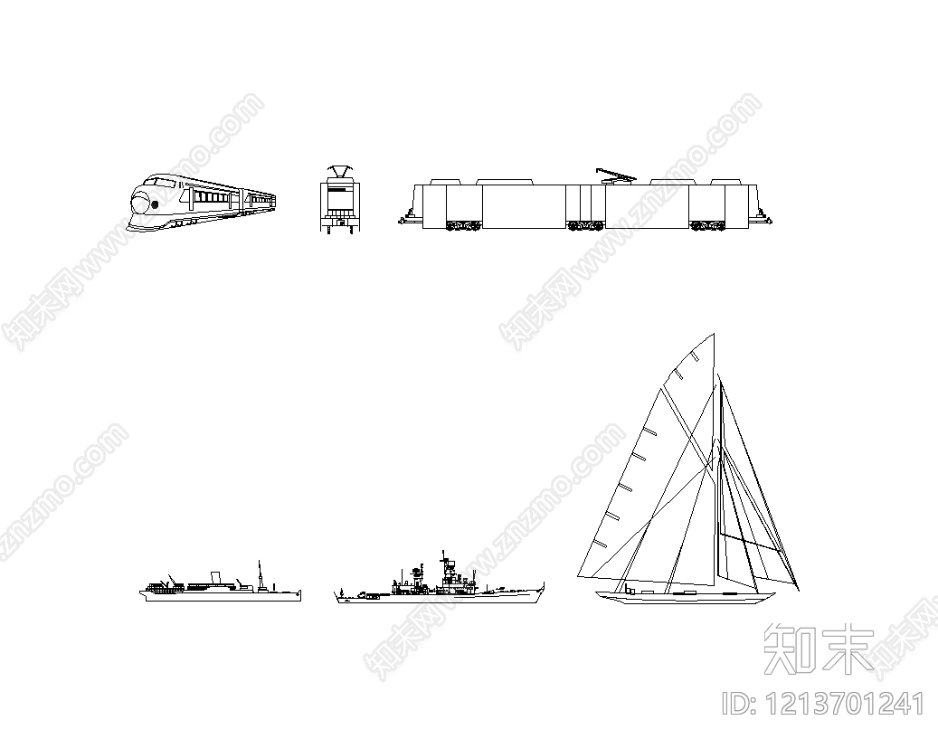 现代简约交通工具图库施工图下载【ID:1213701241】