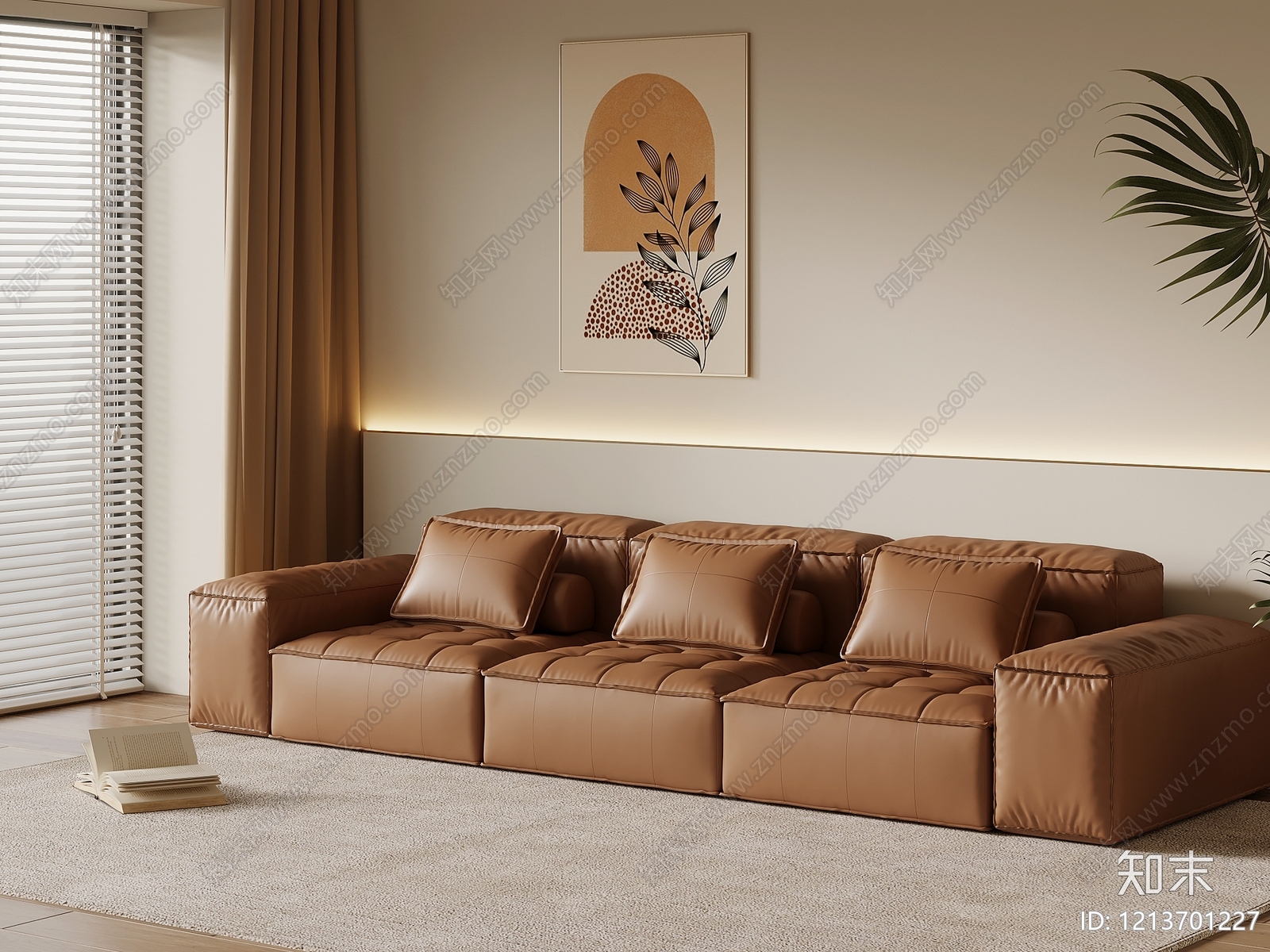 奶油风多人沙发3D模型下载【ID:1213701227】