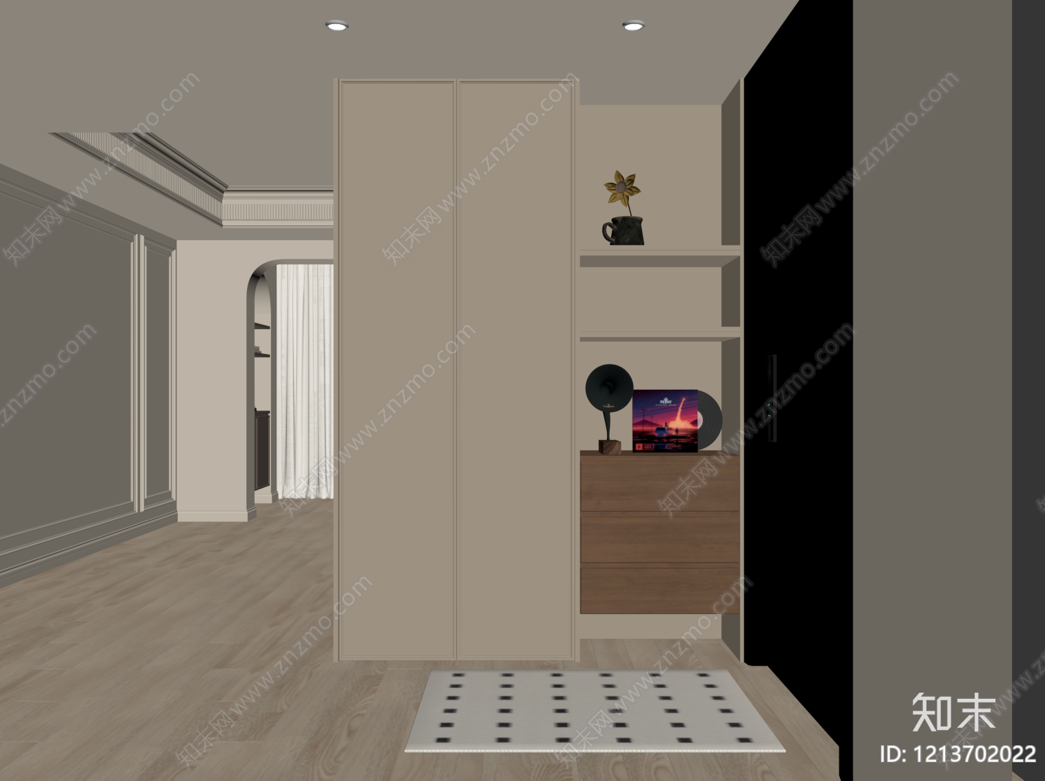 现代玄关柜SU模型下载【ID:1213702022】