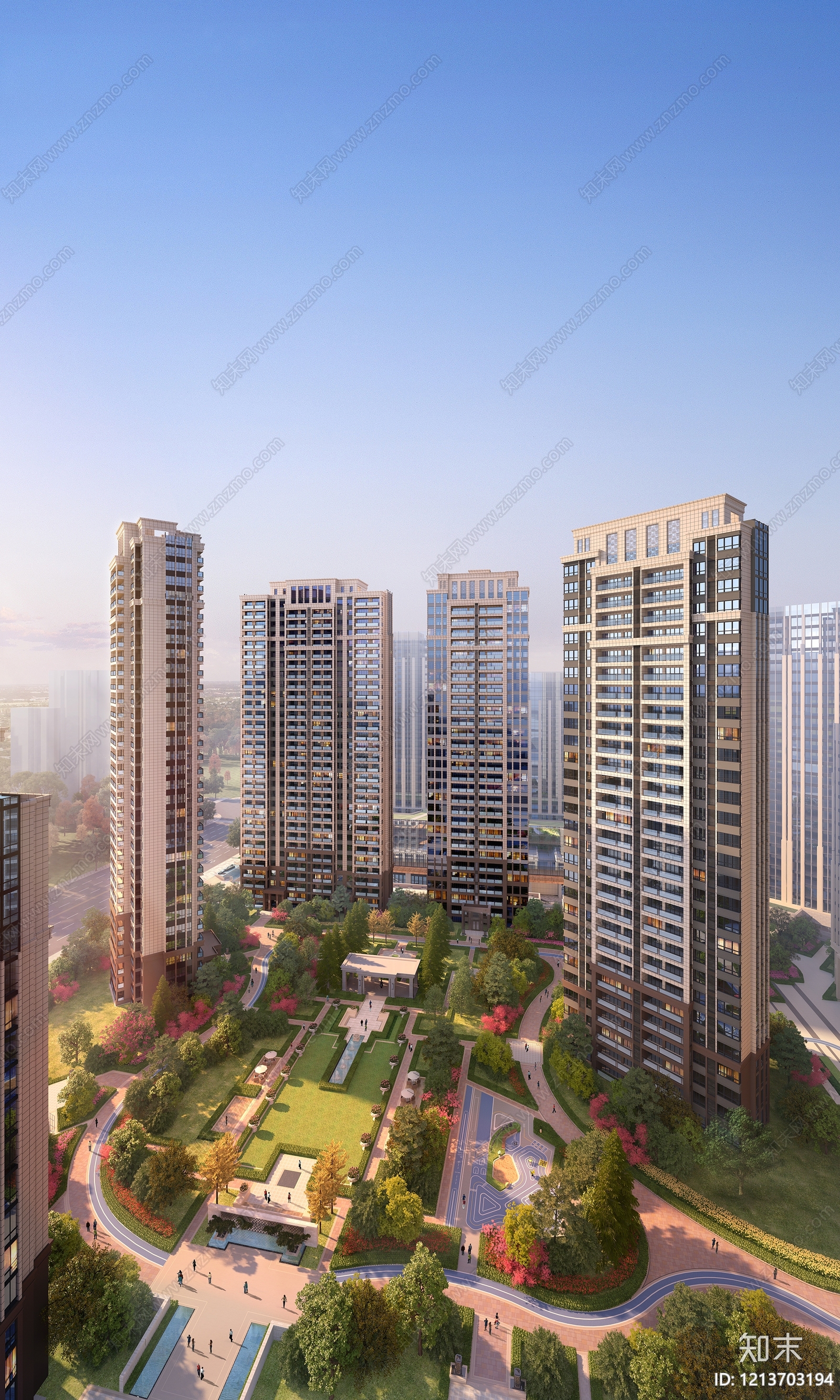 现代主义高层住宅3D模型下载【ID:1213703194】