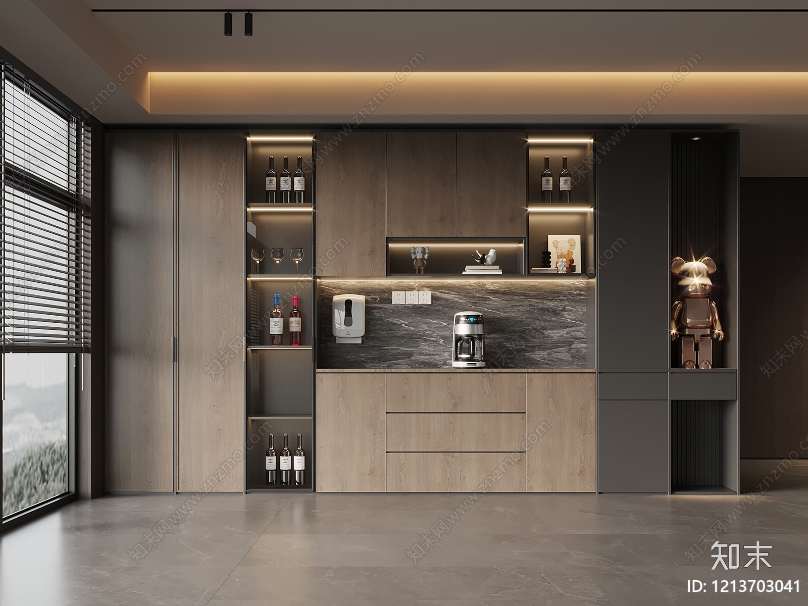极简酒柜3D模型下载【ID:1213703041】