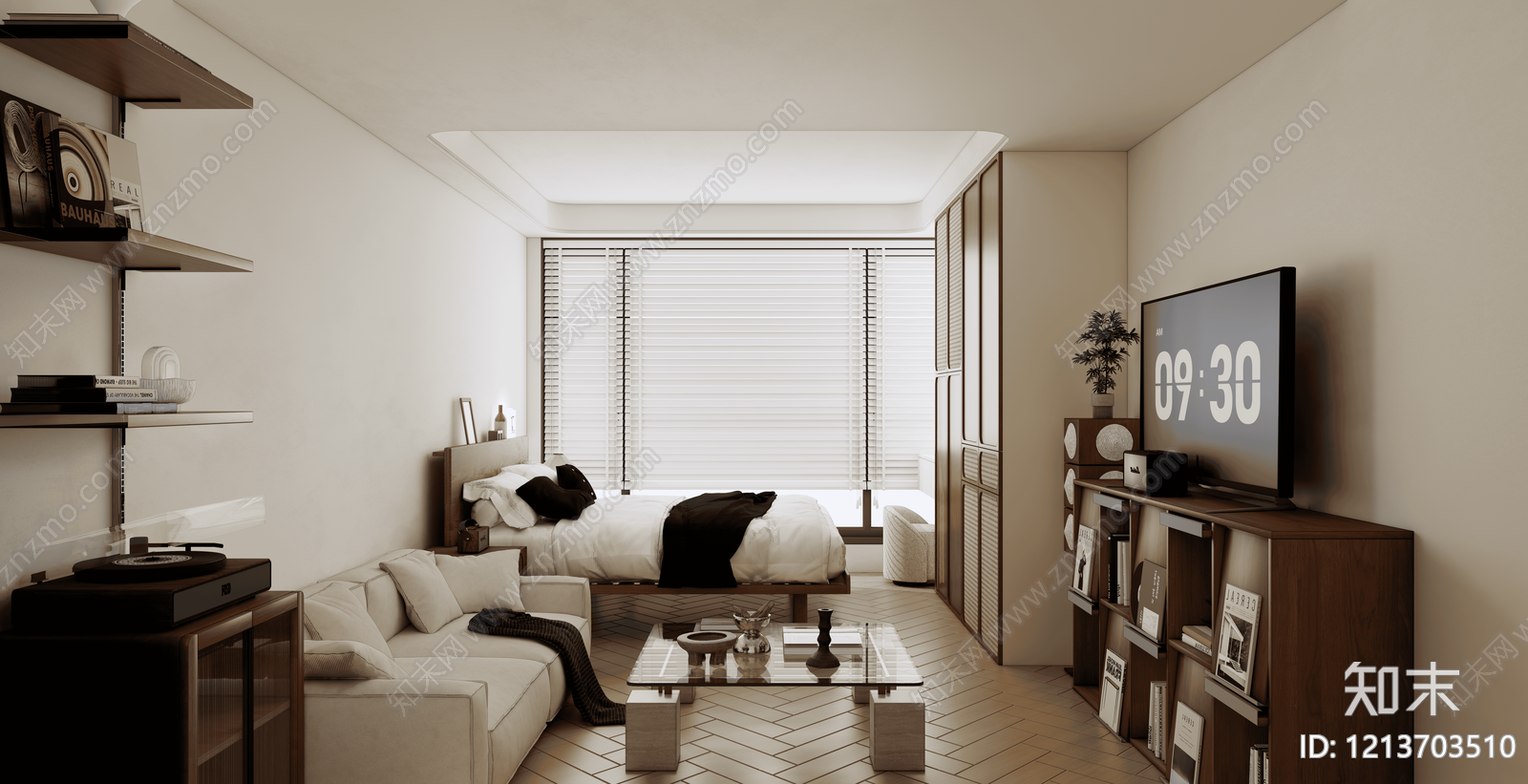 现代小户型客厅SU模型下载【ID:1213703510】