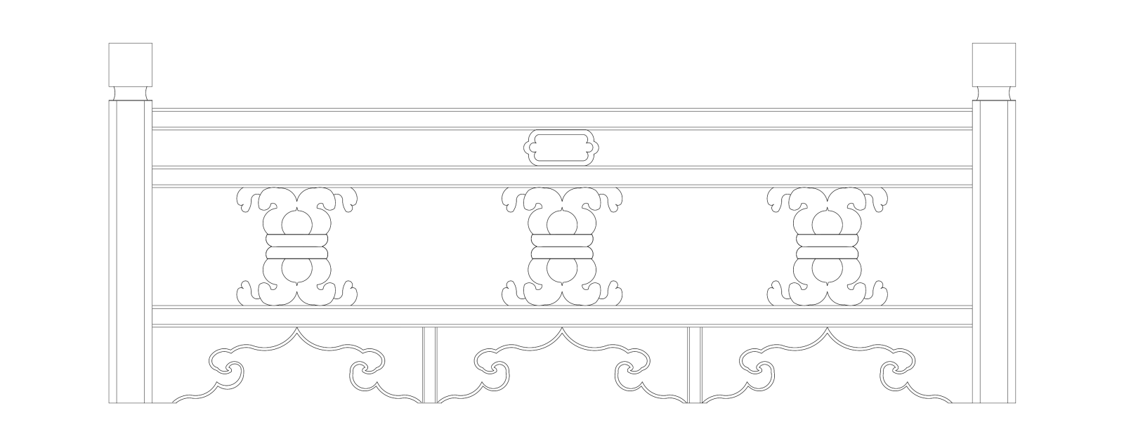 楼梯栏杆扶手中式栏杆护栏石材栏杆护栏扶手模块图施工图施工图下载【ID:1213847417】