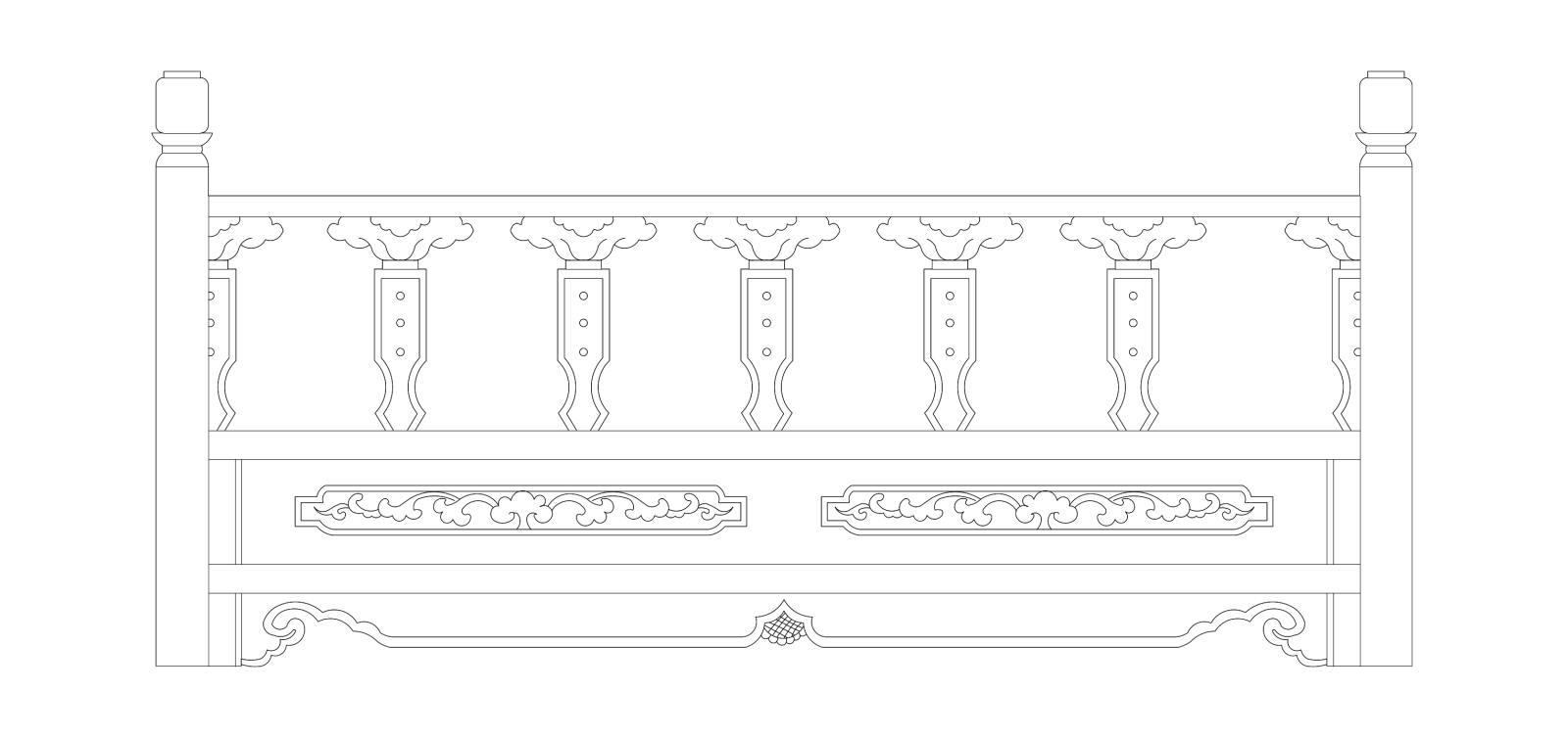 楼梯栏杆扶手中式栏杆护栏石材栏杆护栏扶手模块图施工图施工图下载【ID:1213847510】