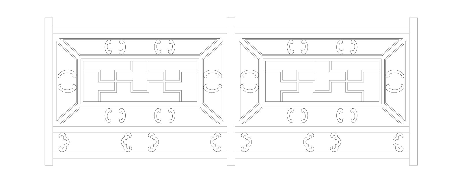 中式屏风隔断CAD图纸
