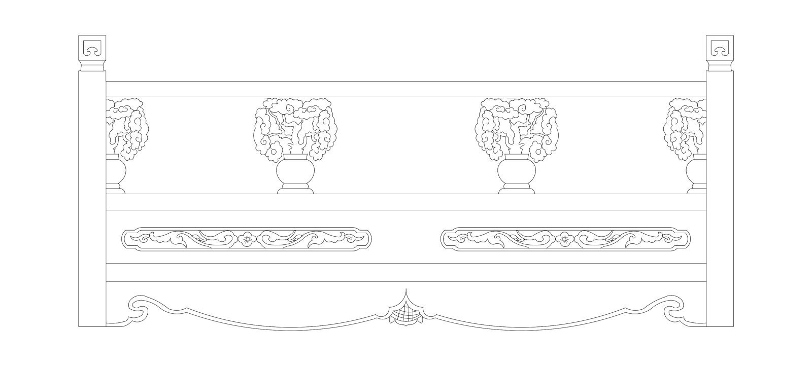 楼梯栏杆扶手中式栏杆护栏石材栏杆护栏扶手模块图施工图施工图下载【ID:1213847514】