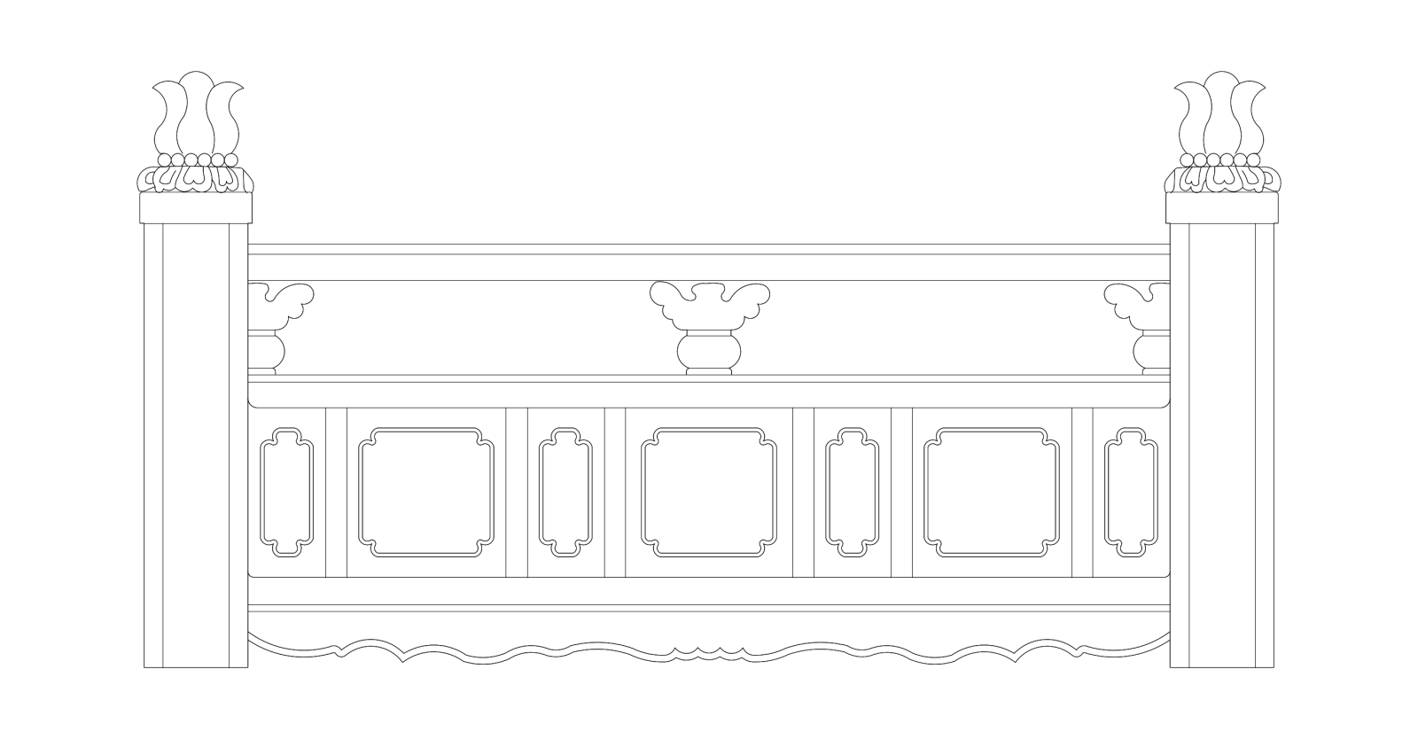 楼梯栏杆扶手中式栏杆护栏石材栏杆护栏扶手模块图施工图施工图下载【ID:1213847508】