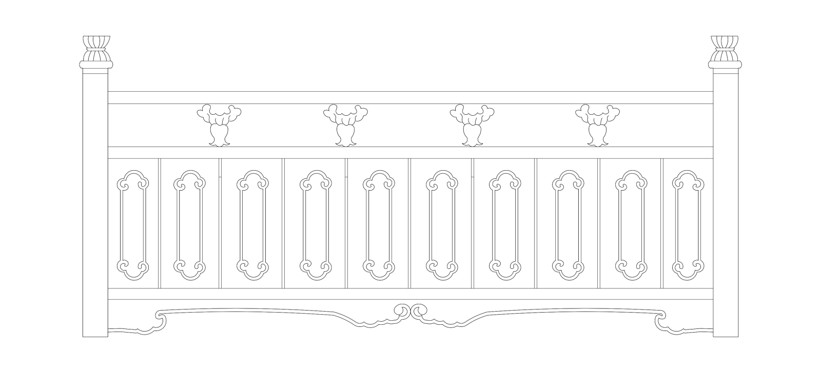 楼梯栏杆扶手中式栏杆护栏石材栏杆护栏扶手模块图施工图施工图下载【ID:1213847610】