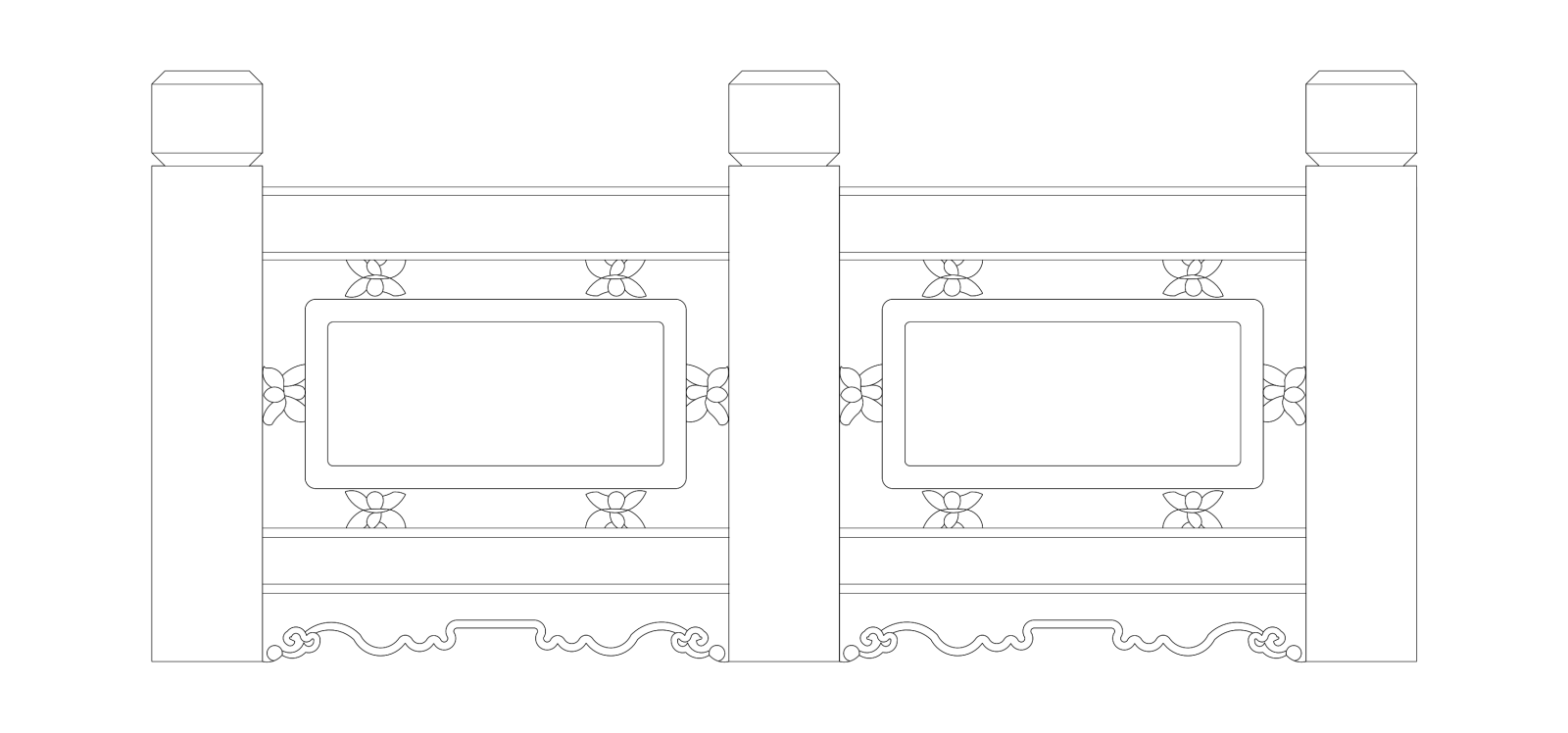 楼梯栏杆扶手中式栏杆护栏石材栏杆护栏扶手模块图施工图施工图下载【ID:1213847693】