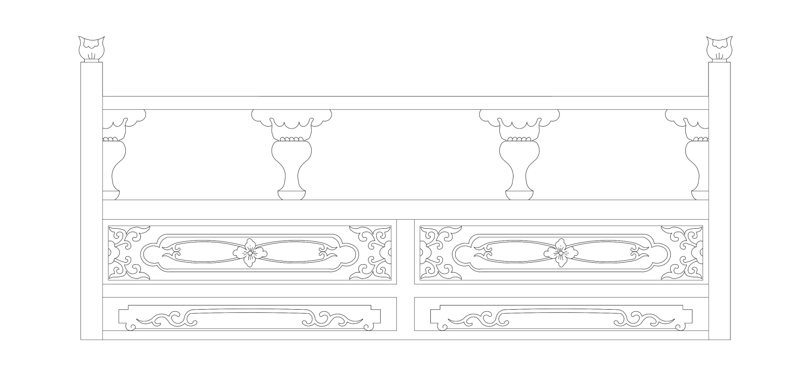 楼梯栏杆扶手中式栏杆护栏石材栏杆护栏扶手模块图施工图施工图下载【ID:1213847688】