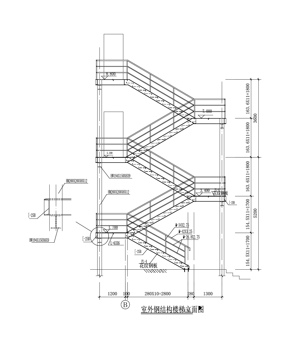 钢结构楼梯楼梯楼梯节点室外楼梯室内楼梯施工图施工图下载【ID:1213847989】