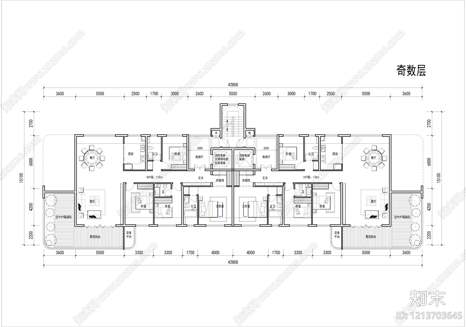 现代简约住宅楼建筑cad施工图下载【ID:1213703645】