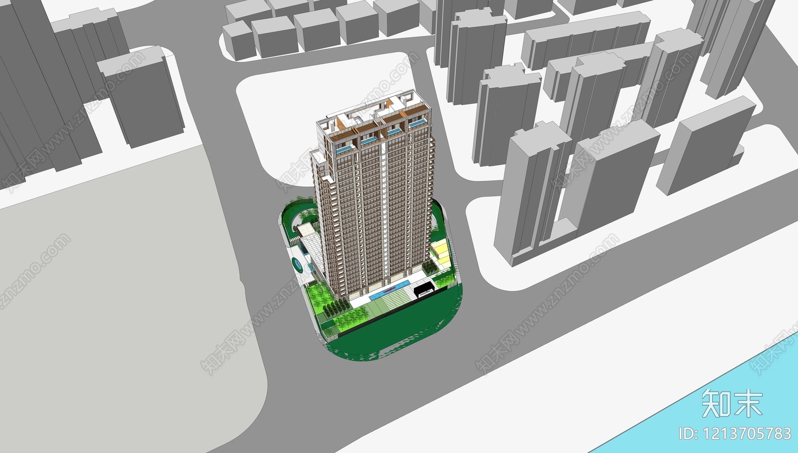 现代高层住宅SU模型下载【ID:1213705783】