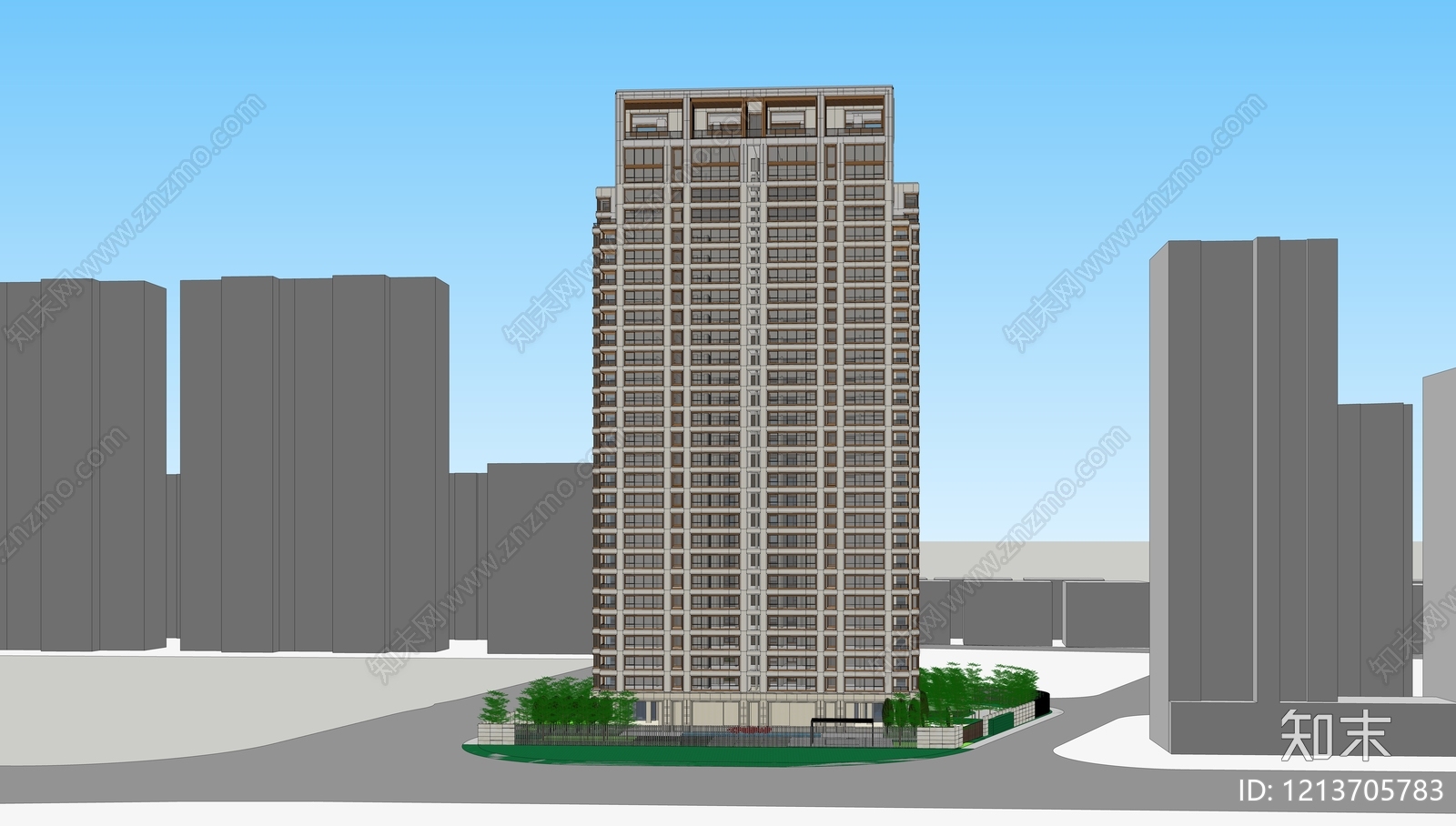 现代高层住宅SU模型下载【ID:1213705783】