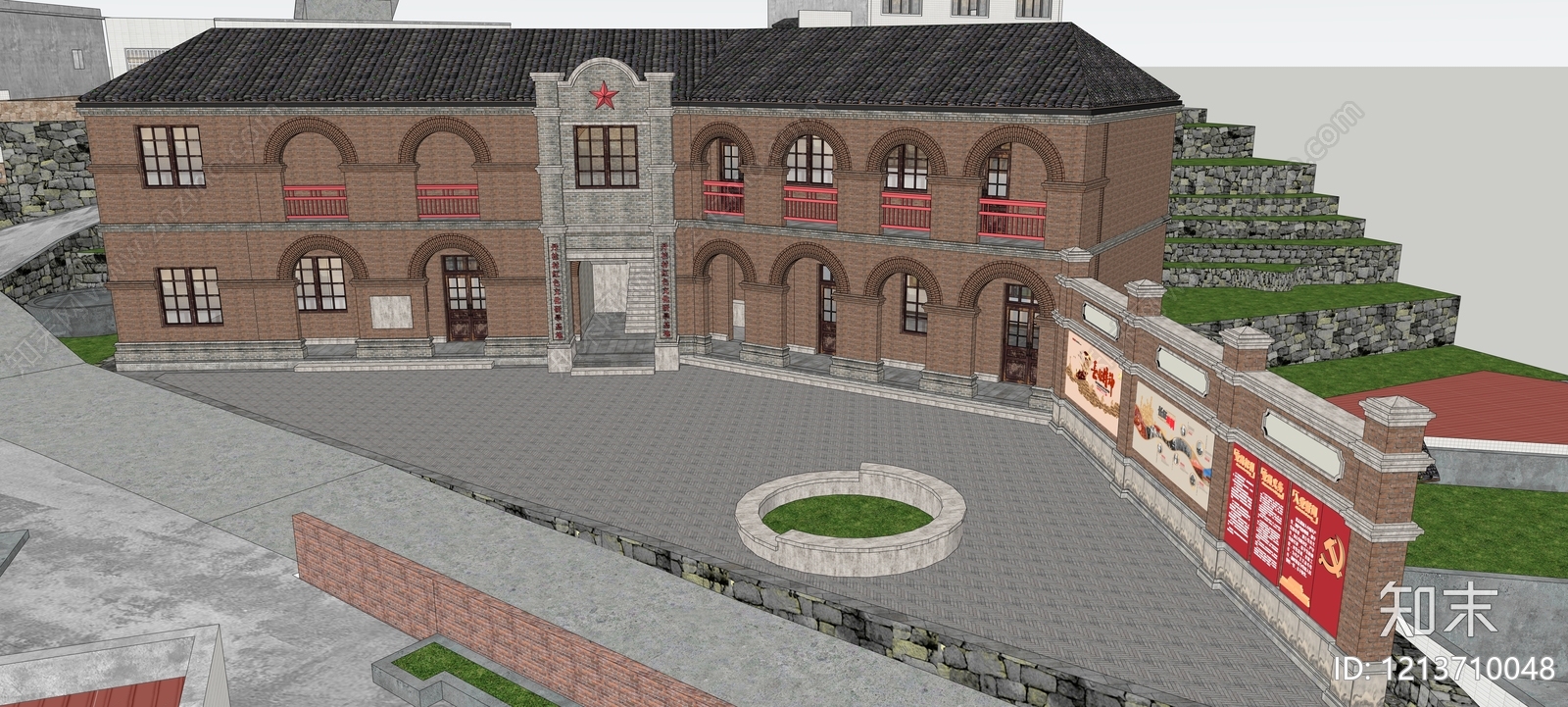 复古政府办公楼SU模型下载【ID:1213710048】