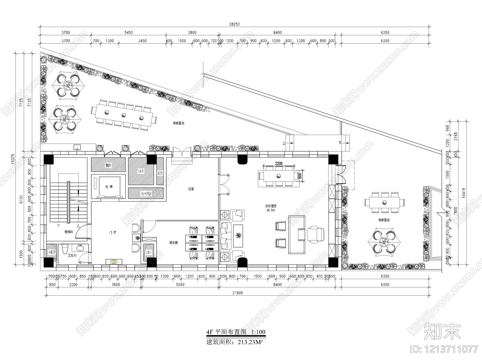 现代奶油整体办公空间施工图下载【ID:1213711077】