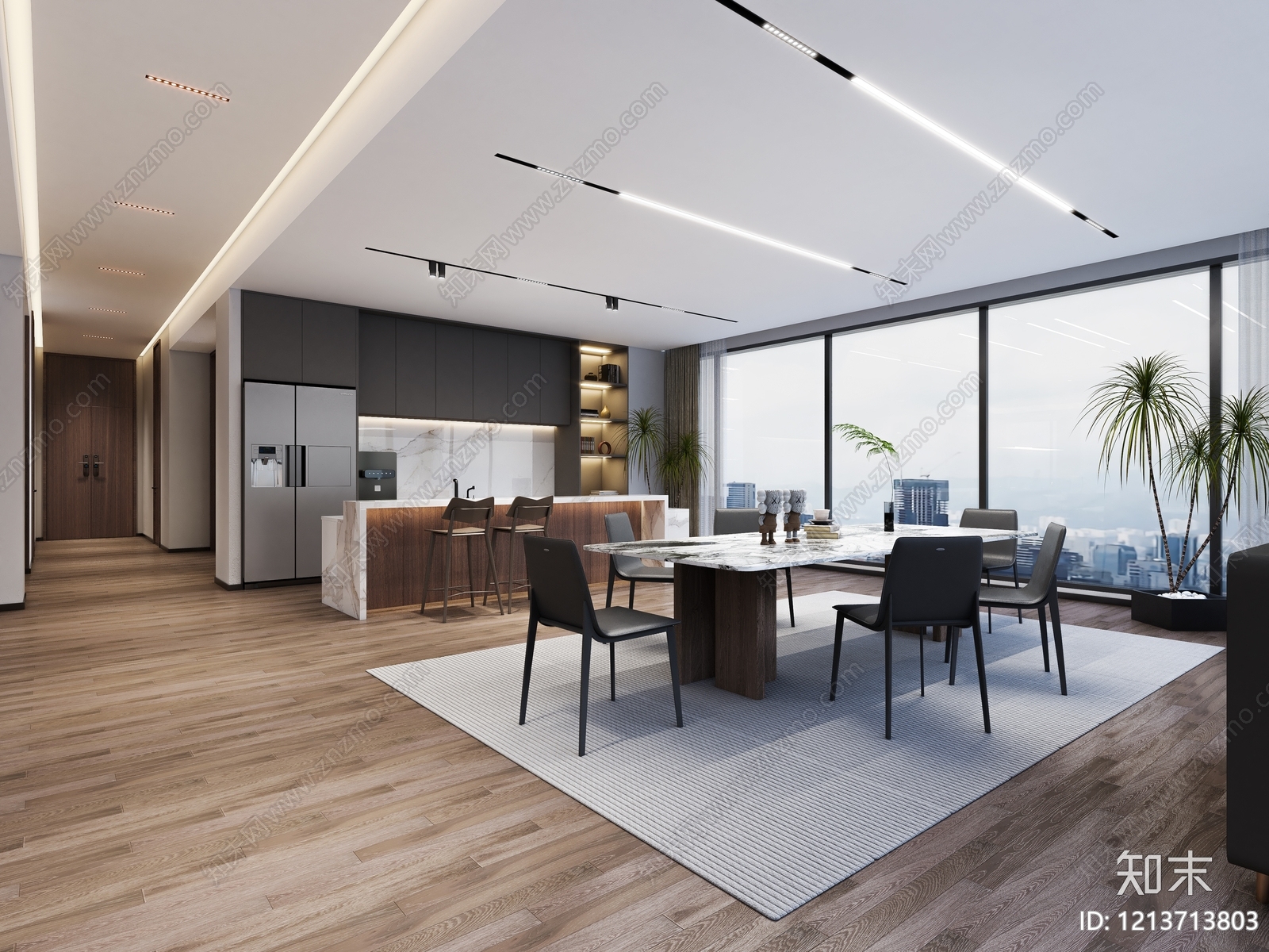 现代客餐厅3D模型下载【ID:1213713803】