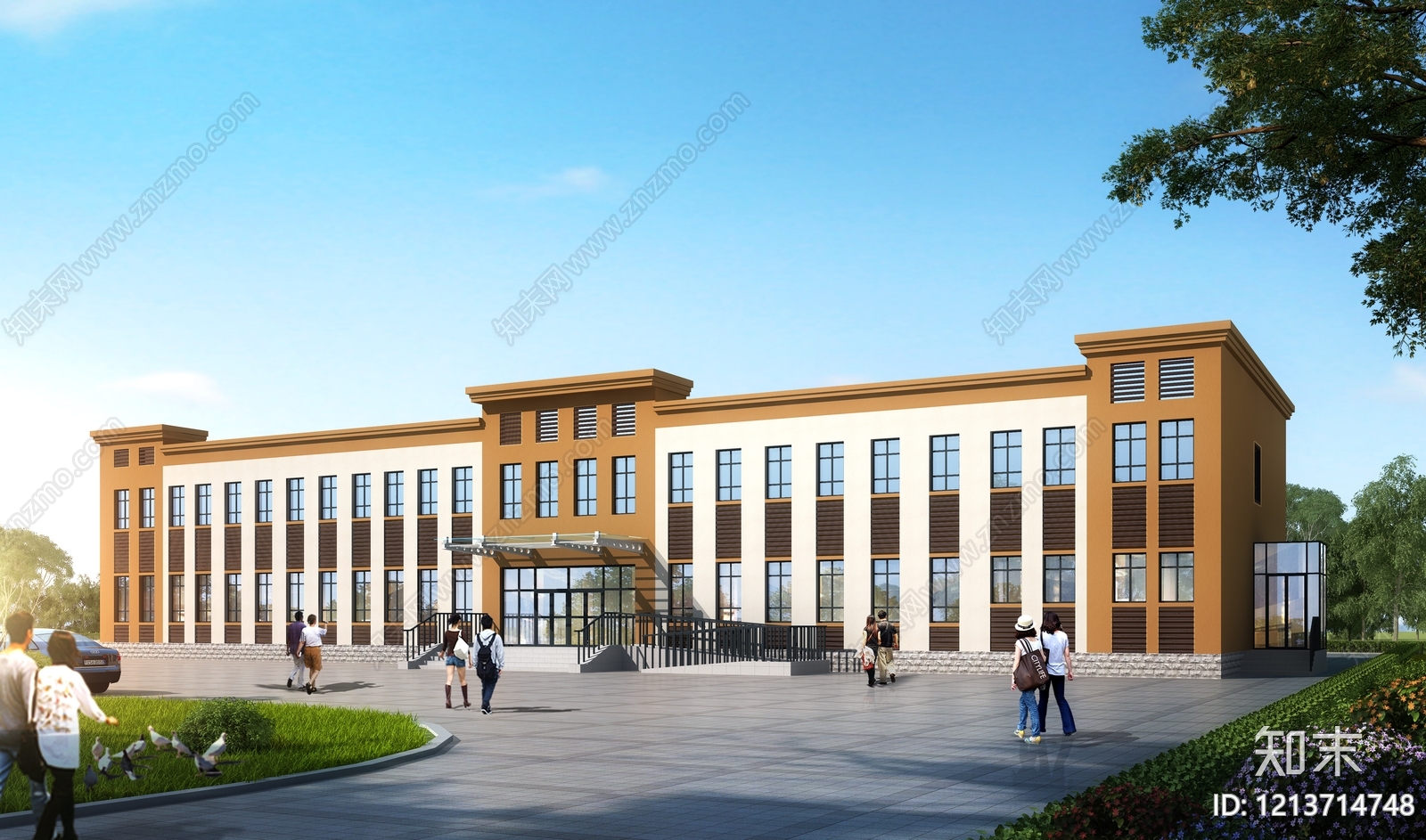 现代主义学校外观3D模型下载【ID:1213714748】