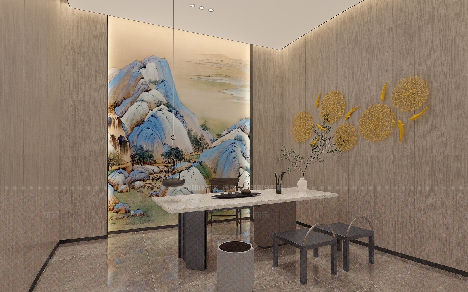 新中式茶室3D模型下载【ID:1213718855】