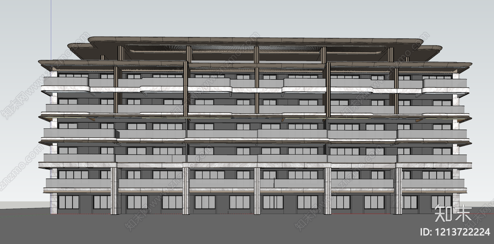 现代多层住宅SU模型下载【ID:1213722224】
