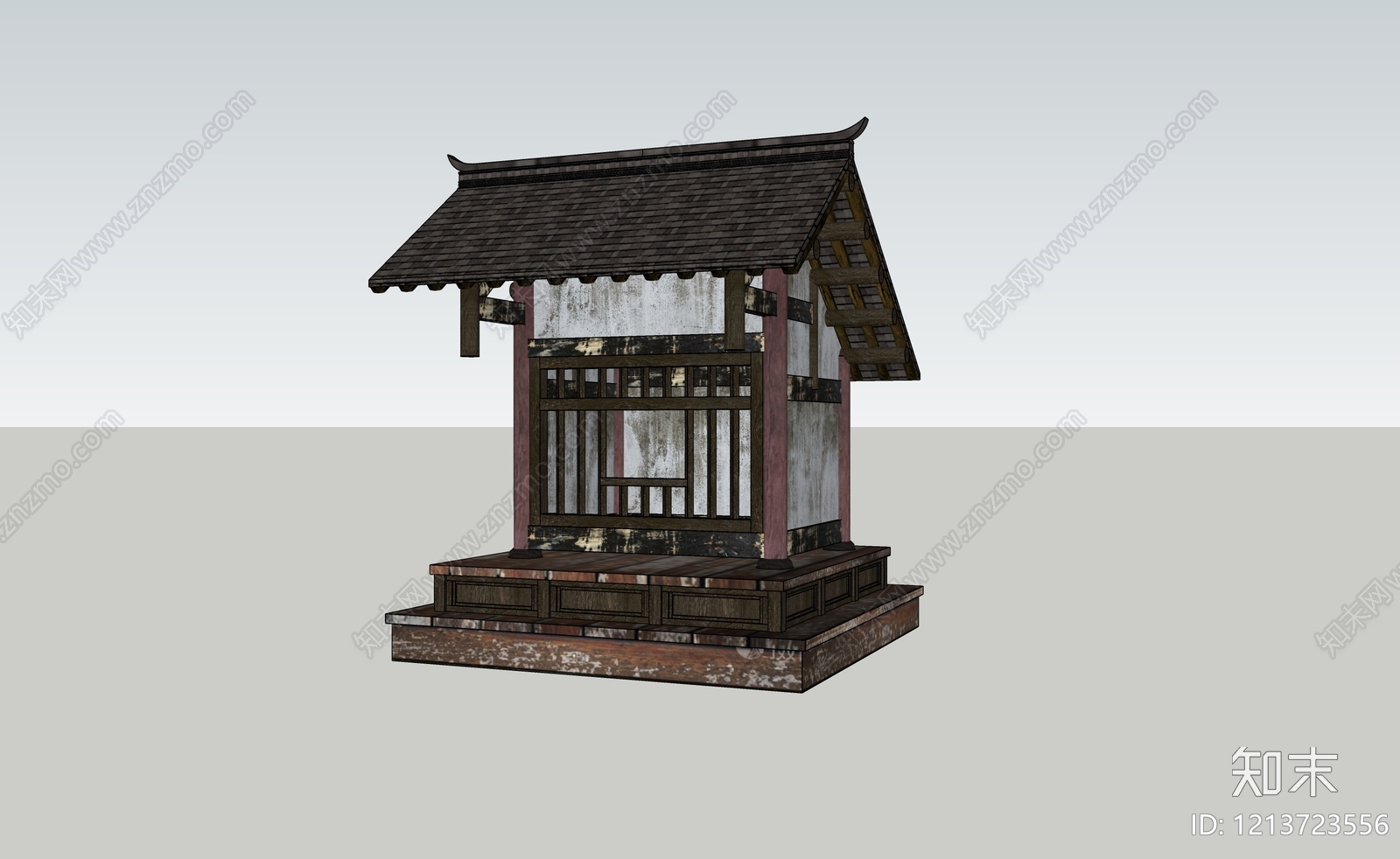 新中式寺庙建筑SU模型下载【ID:1213723556】