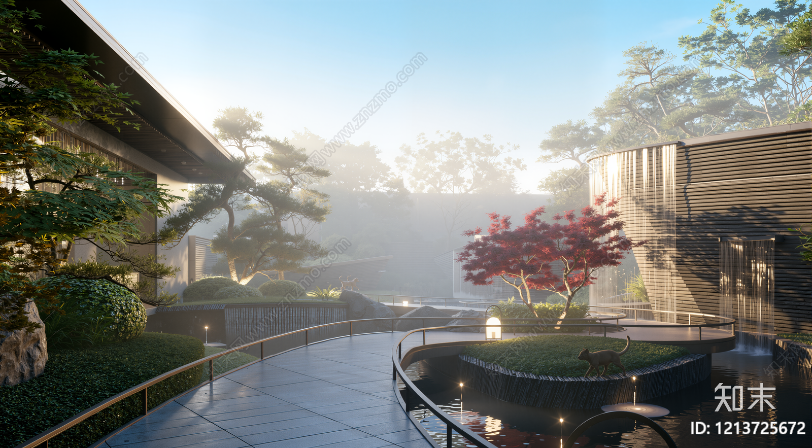 新中式景观别墅庭院SU模型下载【ID:1213725672】